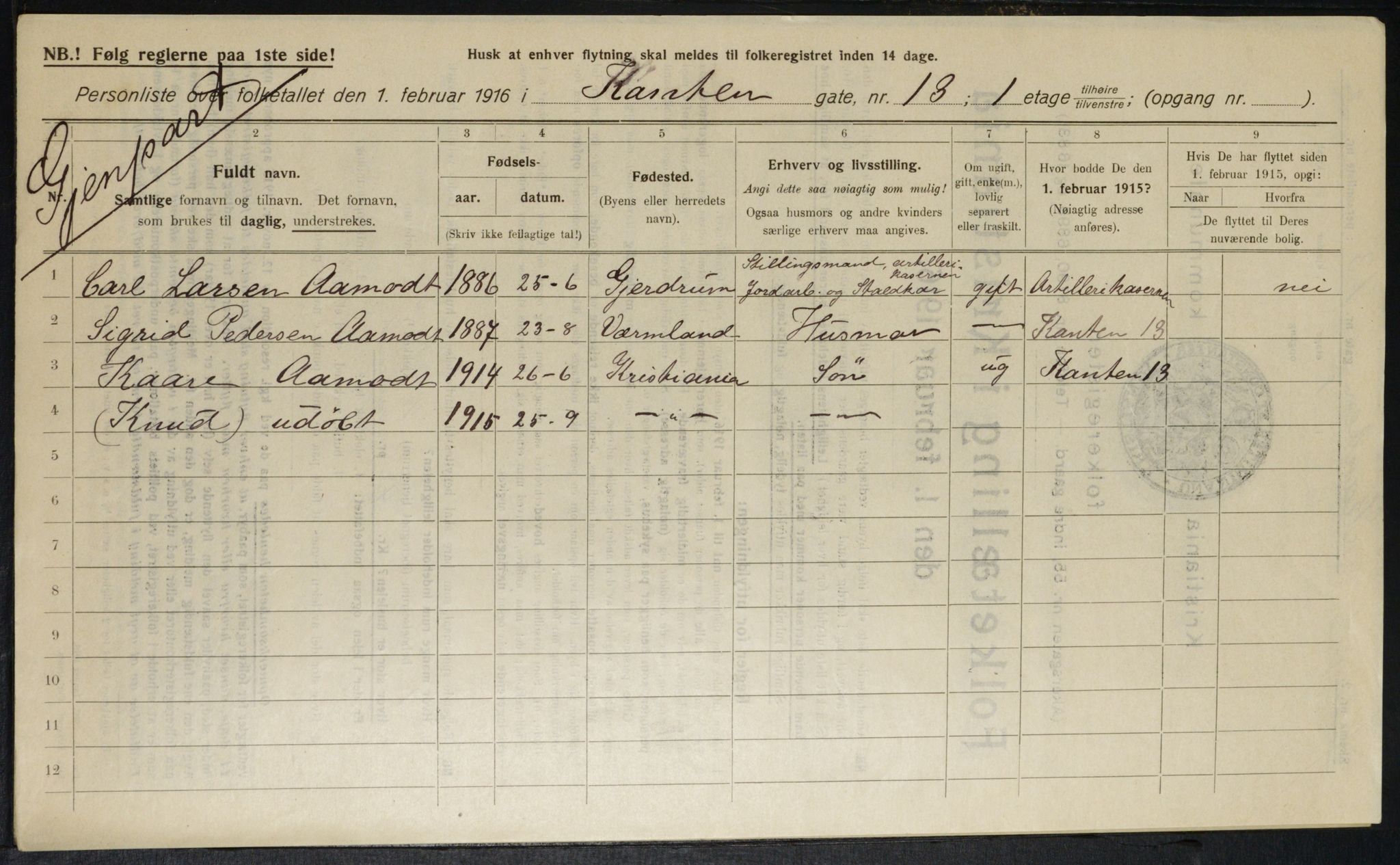 OBA, Municipal Census 1916 for Kristiania, 1916, p. 49319