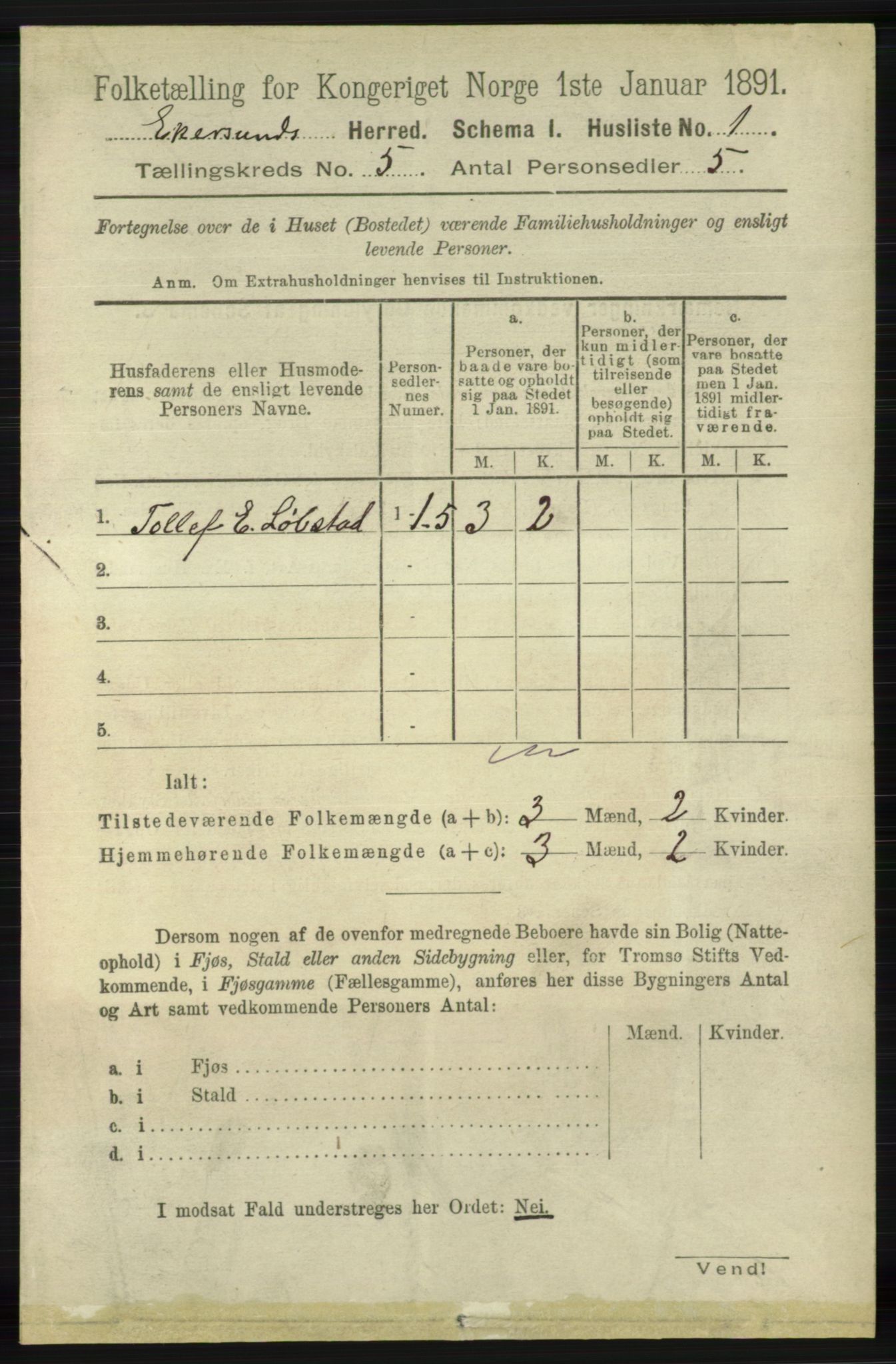 RA, 1891 census for 1116 Eigersund herred, 1891, p. 2017