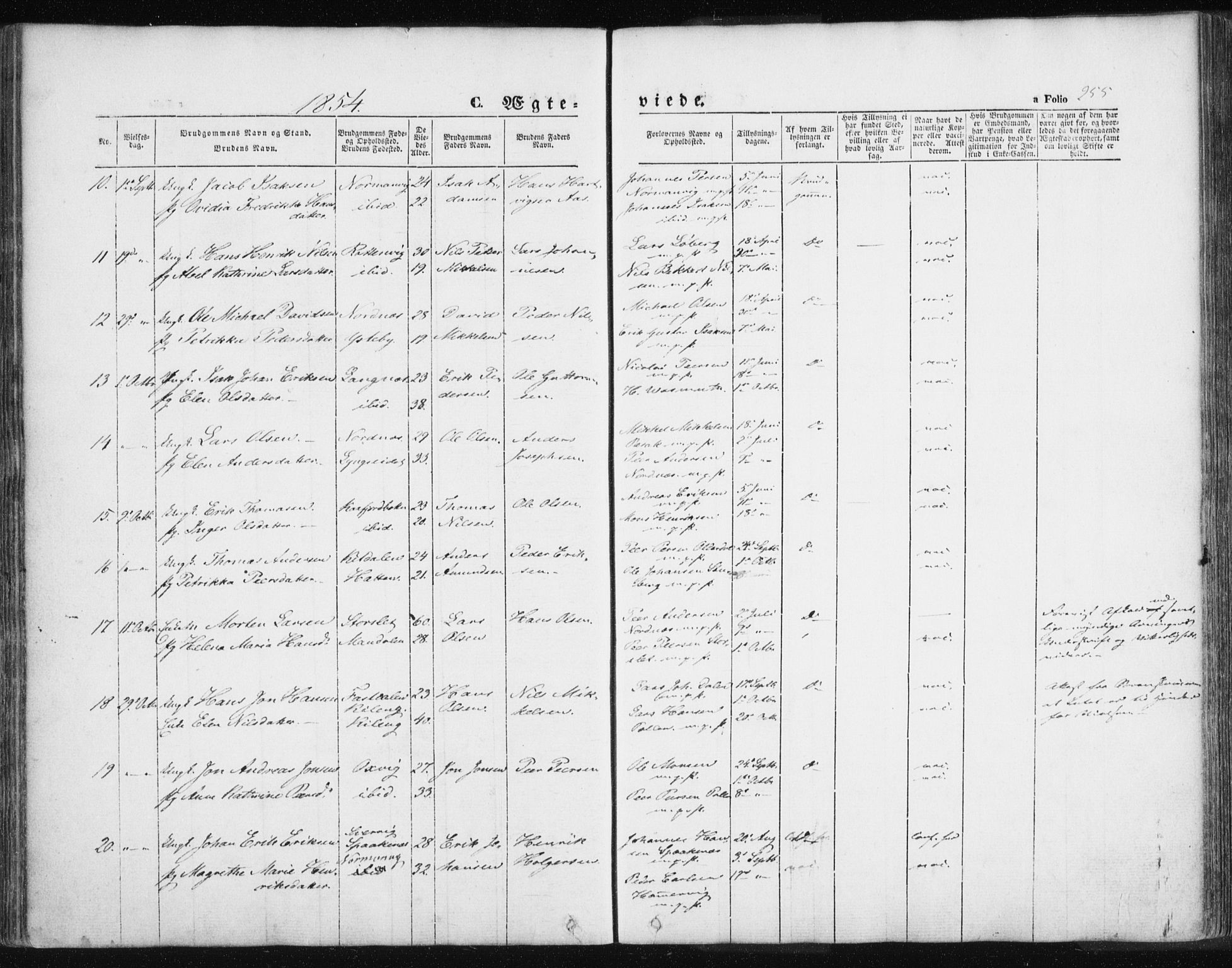 Lyngen sokneprestembete, SATØ/S-1289/H/He/Hea/L0004kirke: Parish register (official) no. 4, 1839-1858, p. 255