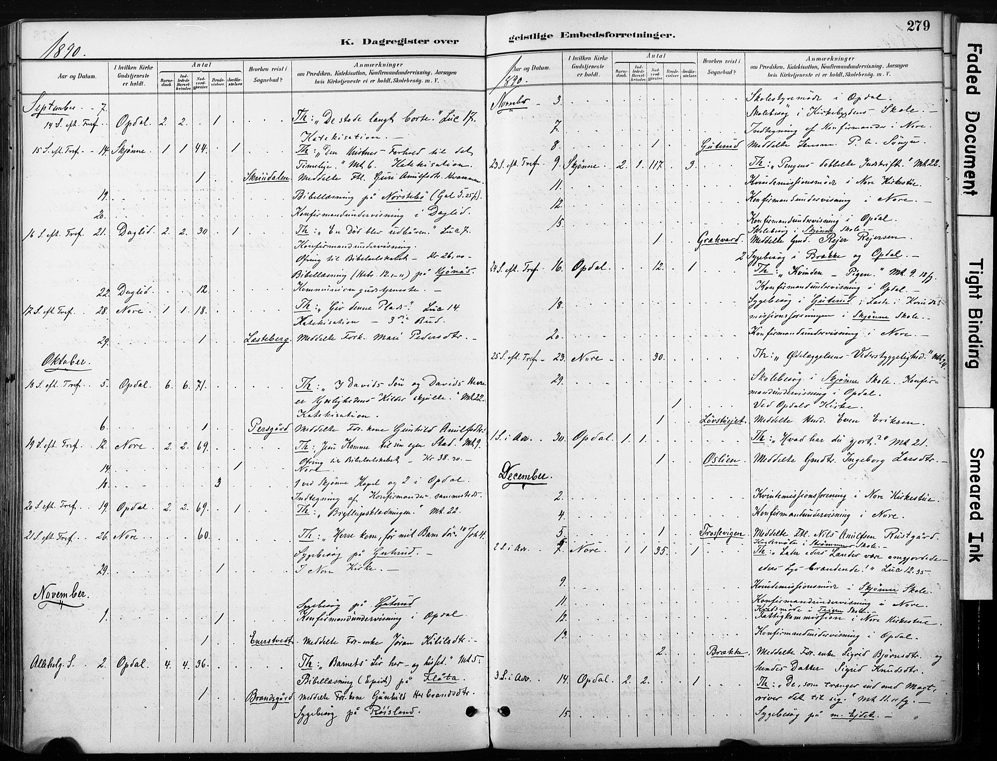 Nore kirkebøker, SAKO/A-238/F/Fb/L0002: Parish register (official) no. II 2, 1886-1906, p. 279