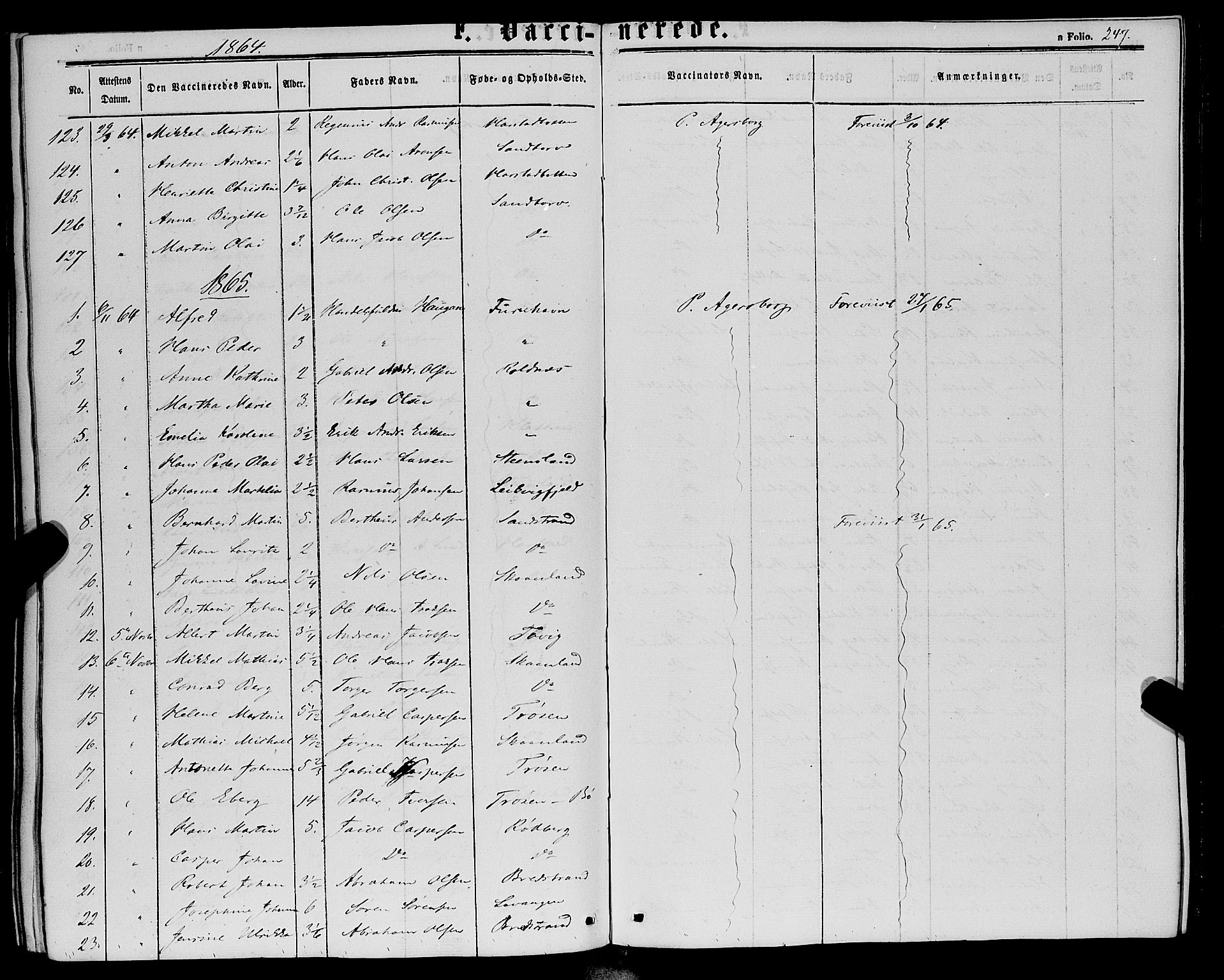 Trondenes sokneprestkontor, AV/SATØ-S-1319/H/Ha/L0012kirke: Parish register (official) no. 12, 1863-1870, p. 247