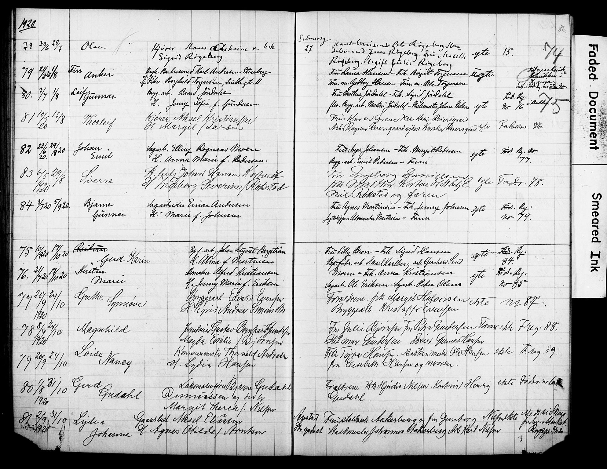 Strømsø kirkebøker, AV/SAKO-A-246/Y/Ya/L0007: Parish register draft no. I 7, 1915-1932, p. 86