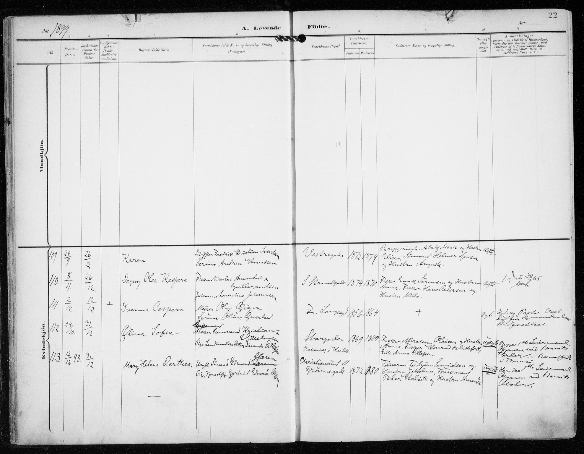 Tromsø sokneprestkontor/stiftsprosti/domprosti, AV/SATØ-S-1343/G/Ga/L0016kirke: Parish register (official) no. 16, 1899-1906, p. 22