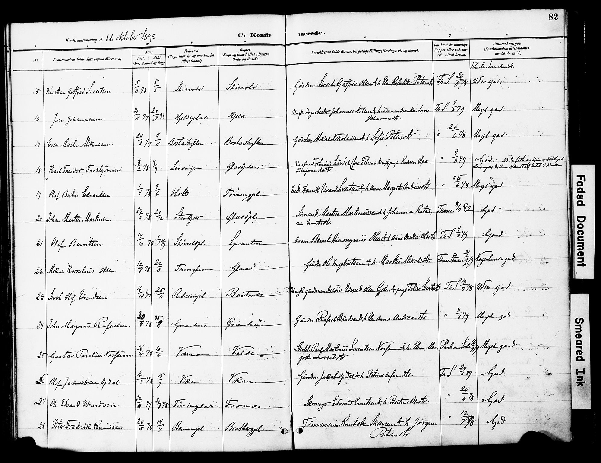 Ministerialprotokoller, klokkerbøker og fødselsregistre - Nord-Trøndelag, AV/SAT-A-1458/741/L0396: Parish register (official) no. 741A10, 1889-1901, p. 82