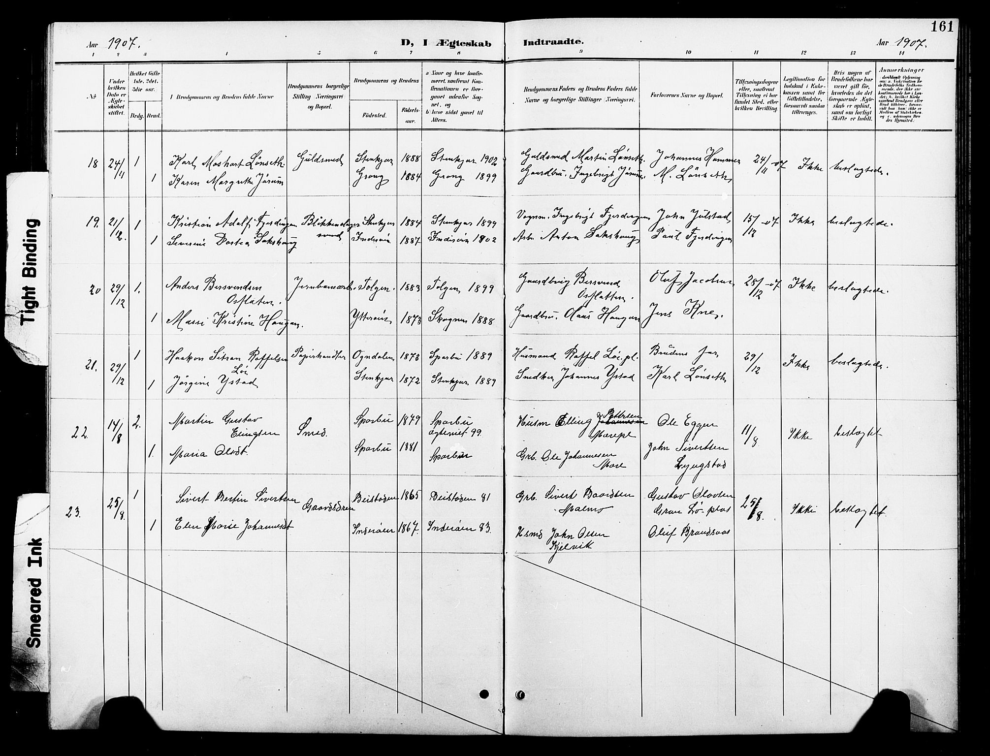 Ministerialprotokoller, klokkerbøker og fødselsregistre - Nord-Trøndelag, SAT/A-1458/739/L0375: Parish register (copy) no. 739C03, 1898-1908, p. 161