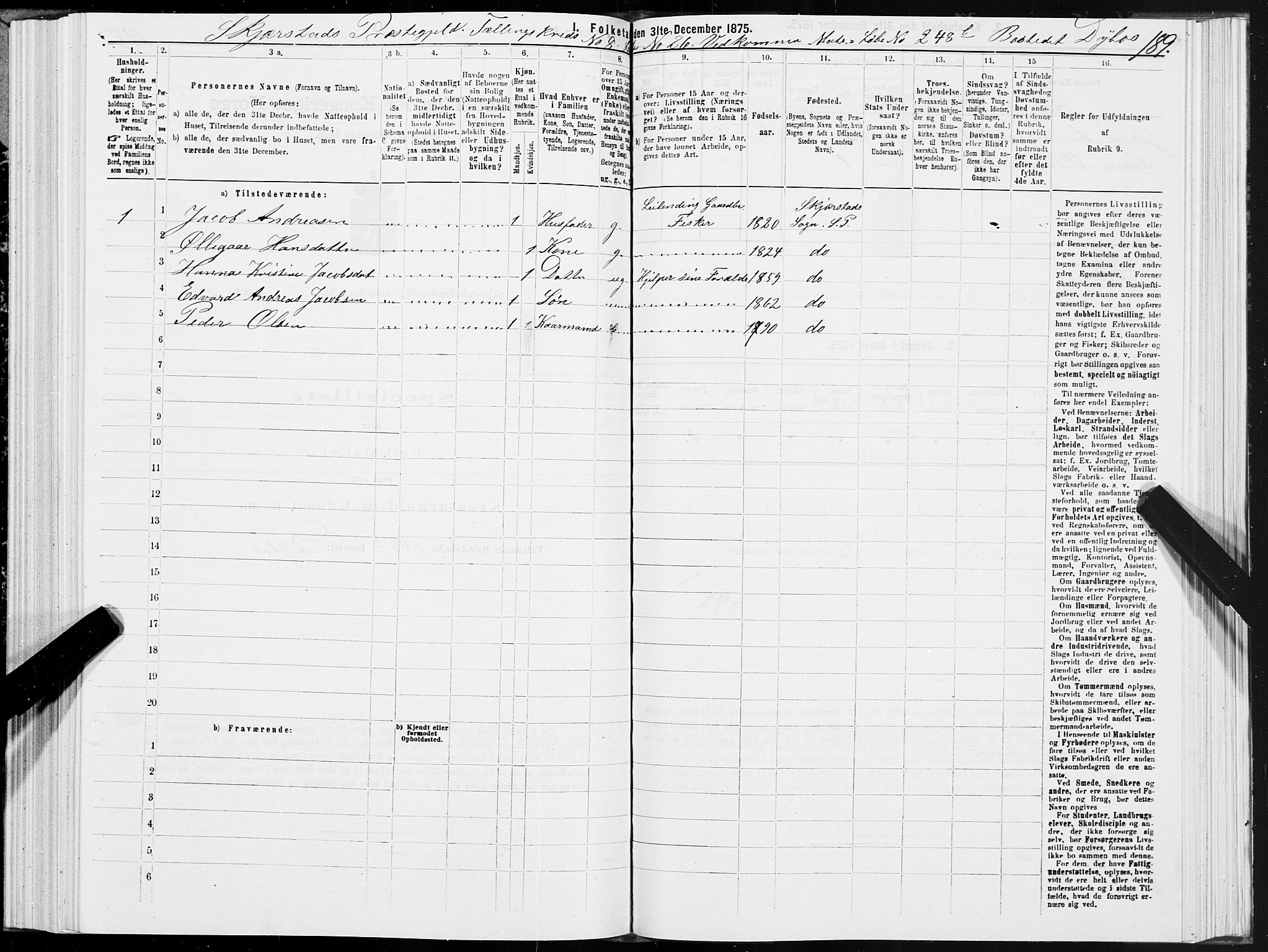 SAT, 1875 census for 1842P Skjerstad, 1875, p. 4189