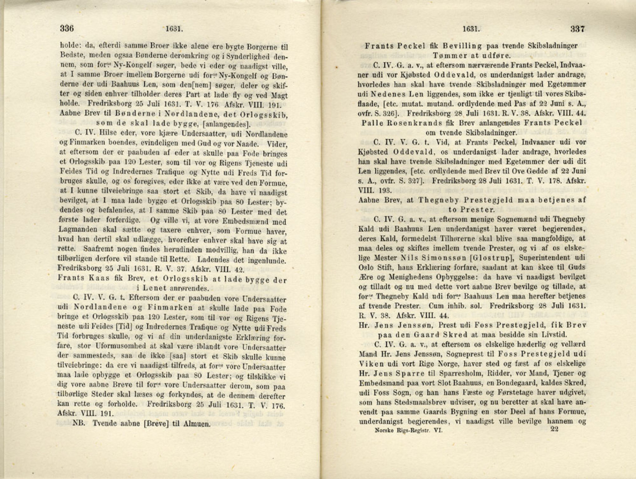 Publikasjoner utgitt av Det Norske Historiske Kildeskriftfond, PUBL/-/-/-: Norske Rigs-Registranter, bind 6, 1628-1634, p. 336-337