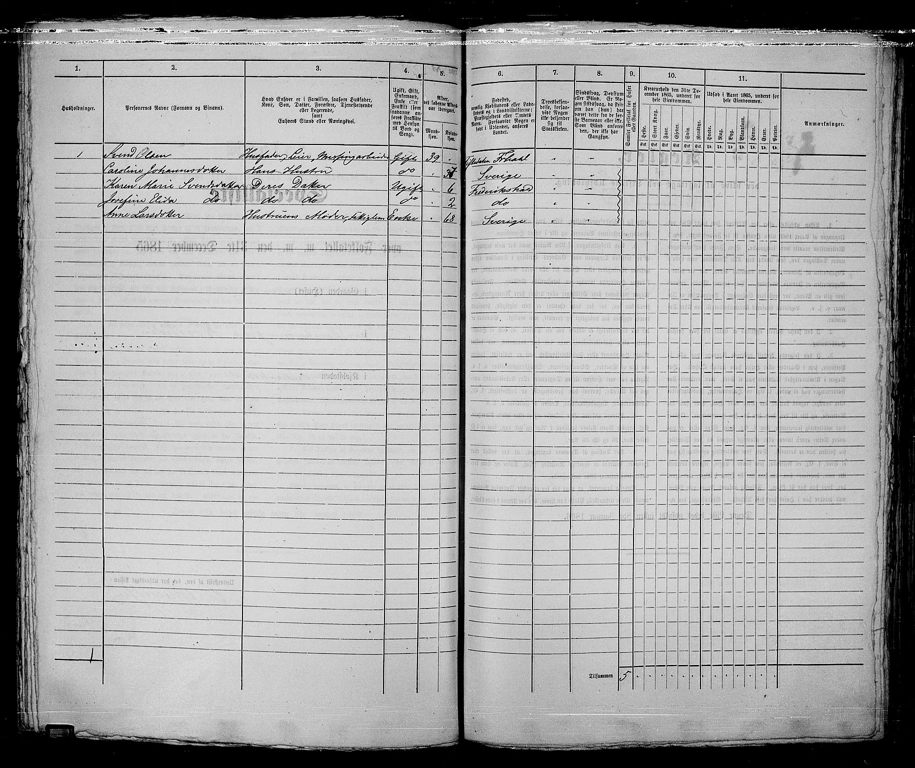 RA, 1865 census for Fredrikshald, 1865, p. 1038