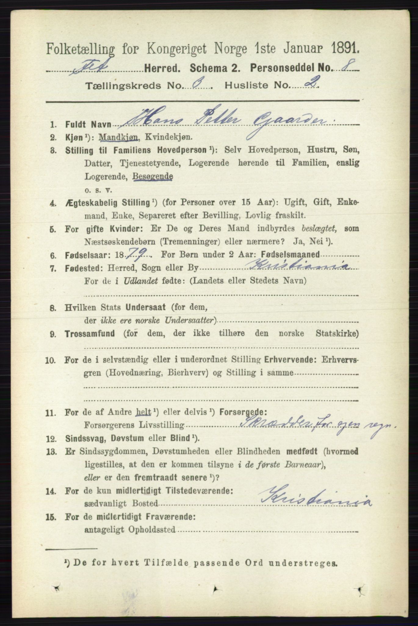 RA, 1891 census for 0227 Fet, 1891, p. 865