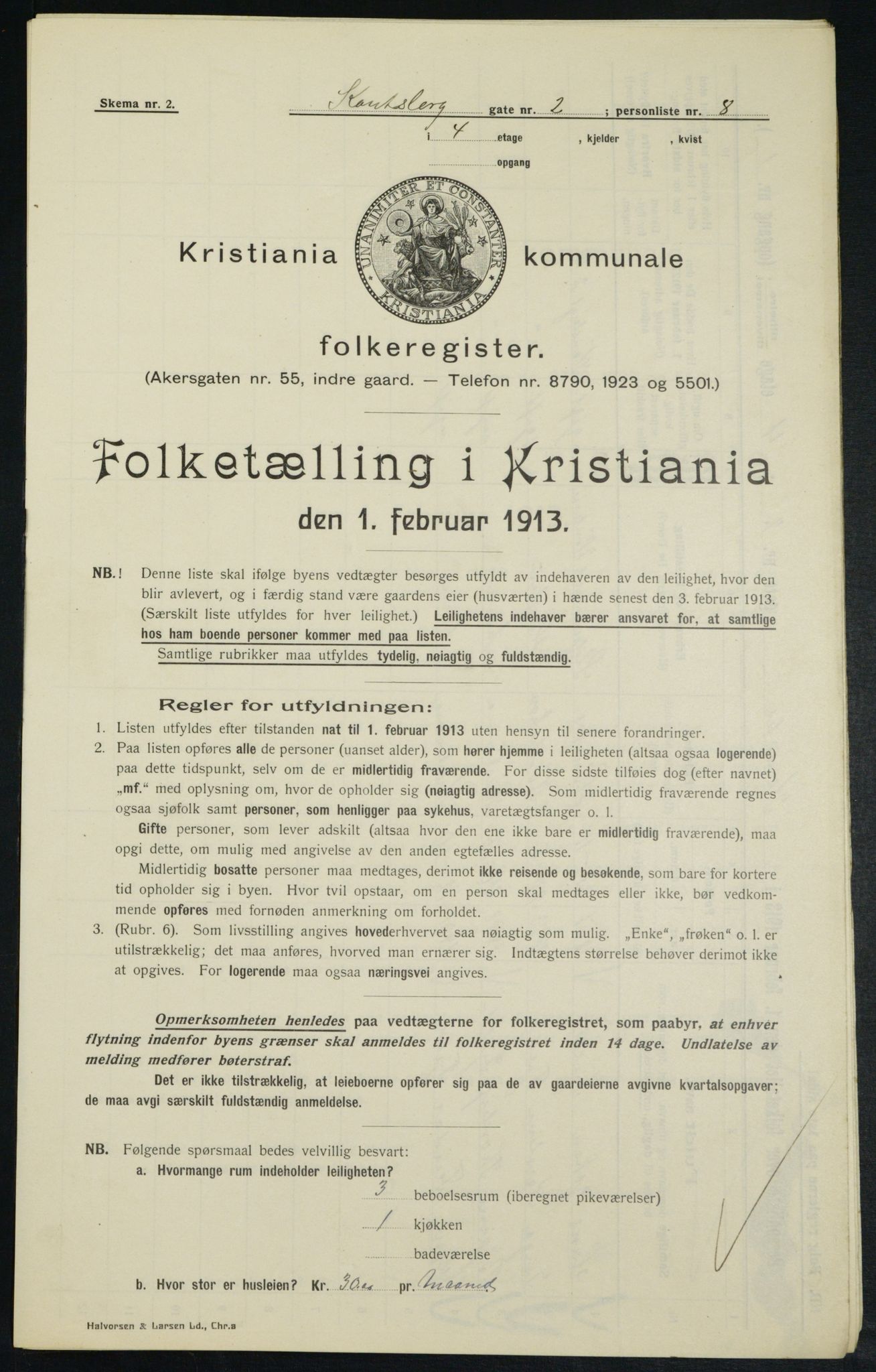 OBA, Municipal Census 1913 for Kristiania, 1913, p. 47788