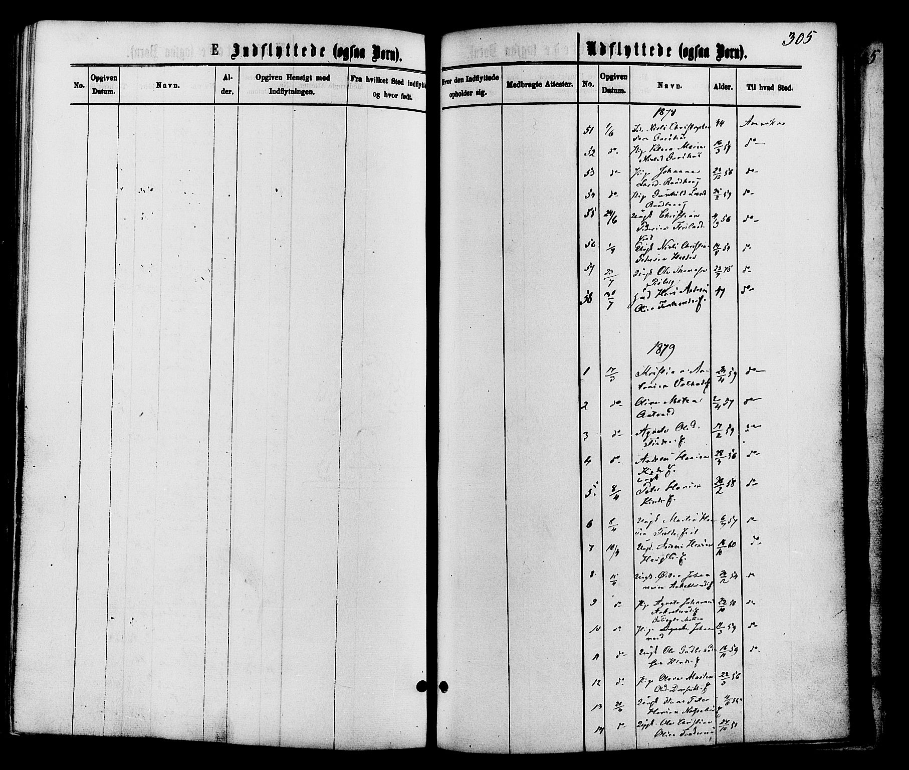 Nordre Land prestekontor, SAH/PREST-124/H/Ha/Haa/L0002: Parish register (official) no. 2, 1872-1881, p. 305