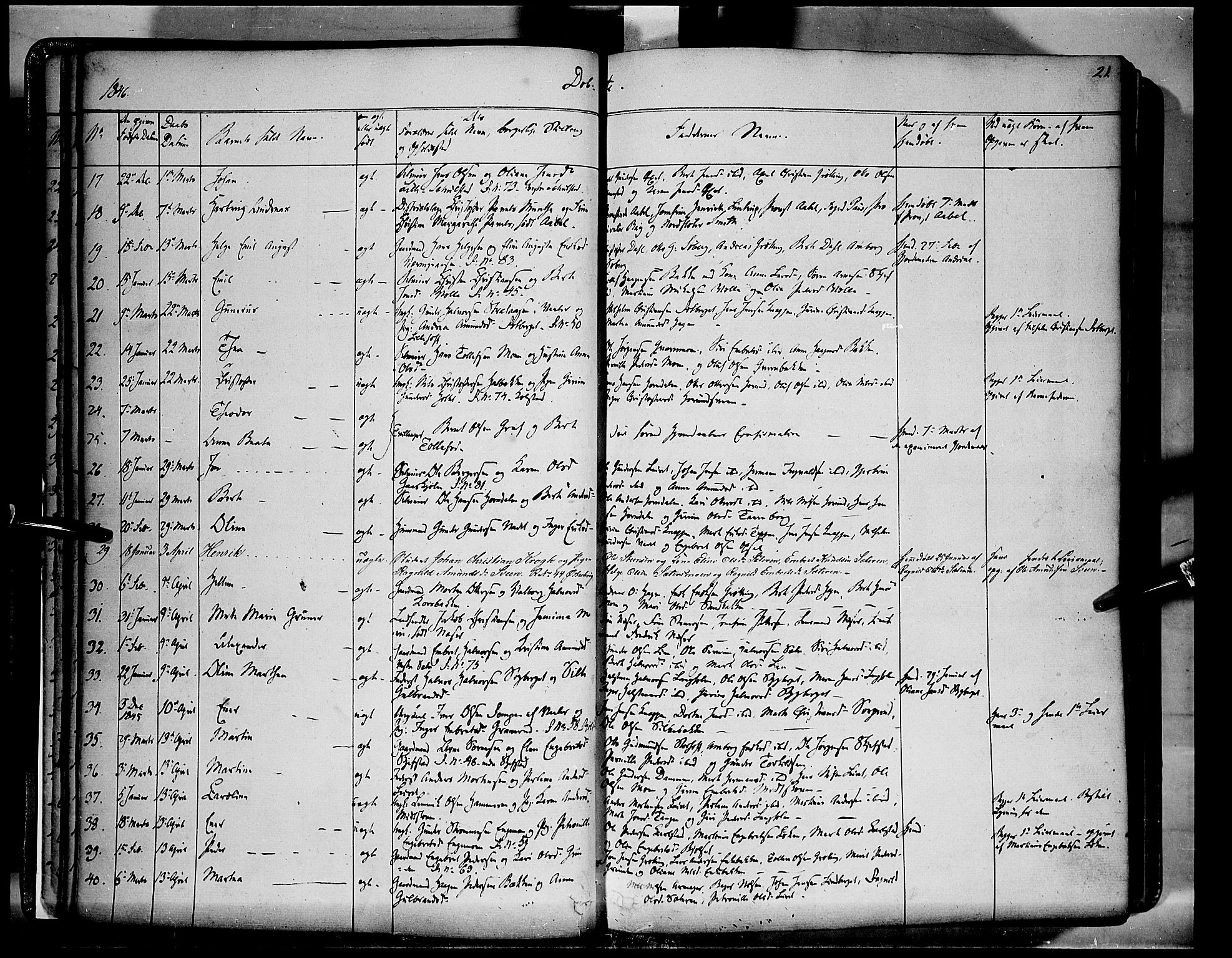 Elverum prestekontor, AV/SAH-PREST-044/H/Ha/Haa/L0009: Parish register (official) no. 9, 1843-1856, p. 21