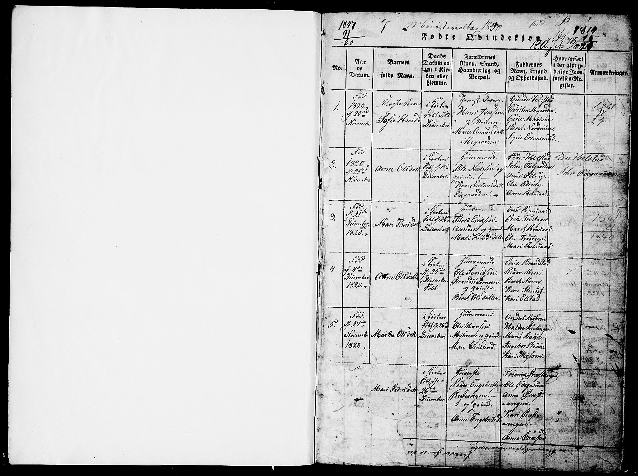 Ringebu prestekontor, SAH/PREST-082/H/Ha/Hab/L0001: Parish register (copy) no. 1, 1821-1839, p. 0-1