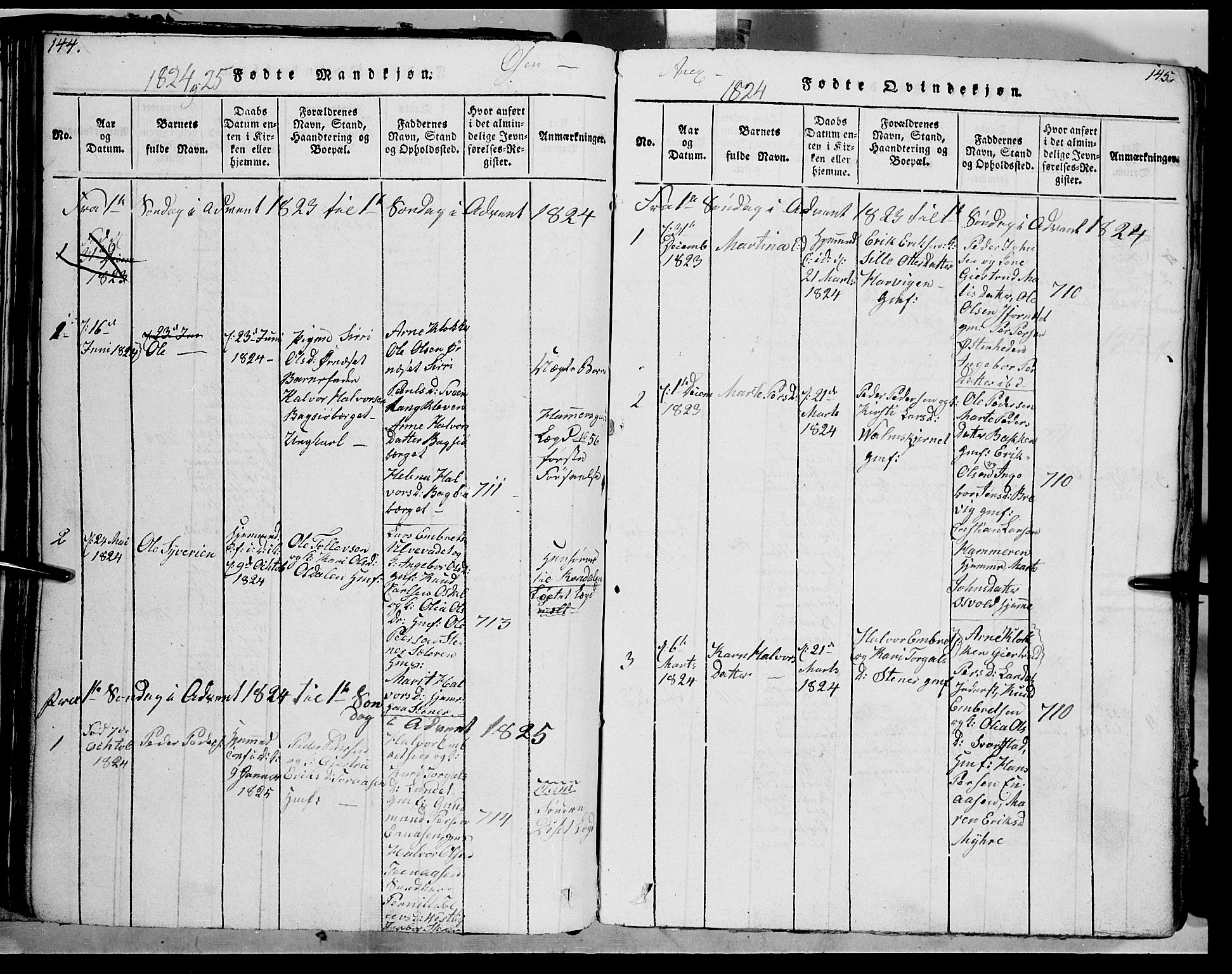 Trysil prestekontor, AV/SAH-PREST-046/H/Ha/Haa/L0003: Parish register (official) no. 3 /2, 1814-1842, p. 144-145