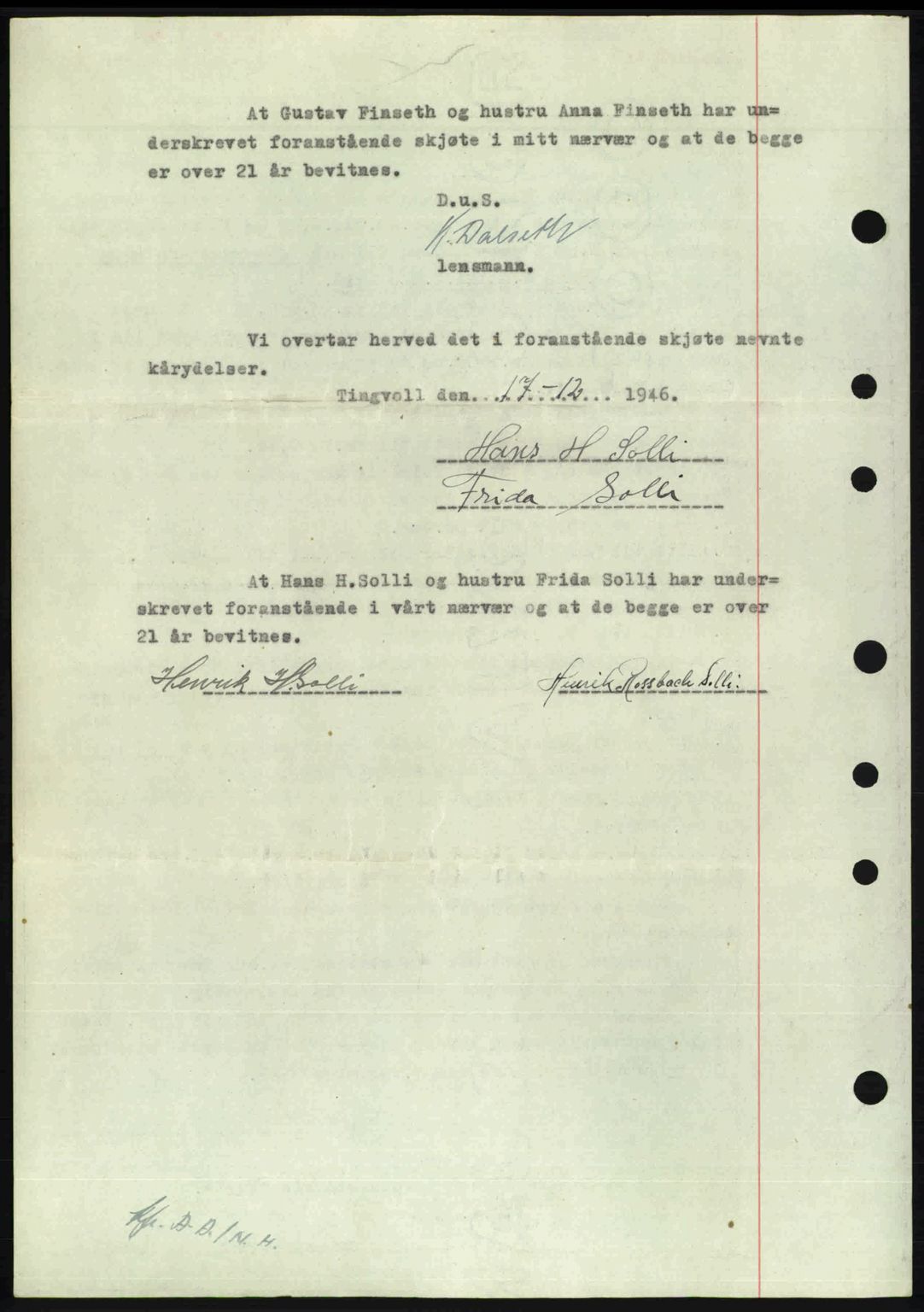 Nordmøre sorenskriveri, AV/SAT-A-4132/1/2/2Ca: Mortgage book no. A103, 1946-1947, Diary no: : 2719/1946