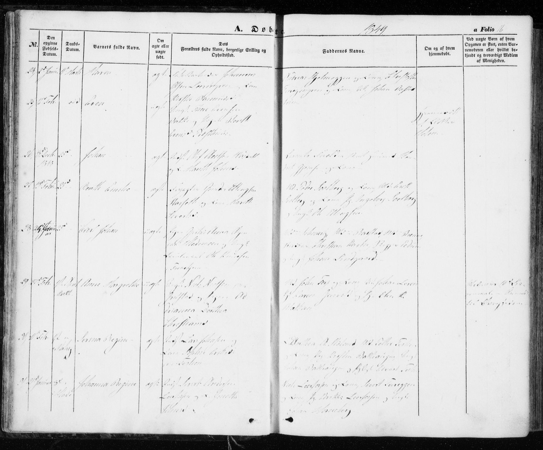 Ministerialprotokoller, klokkerbøker og fødselsregistre - Sør-Trøndelag, AV/SAT-A-1456/606/L0291: Parish register (official) no. 606A06, 1848-1856, p. 16