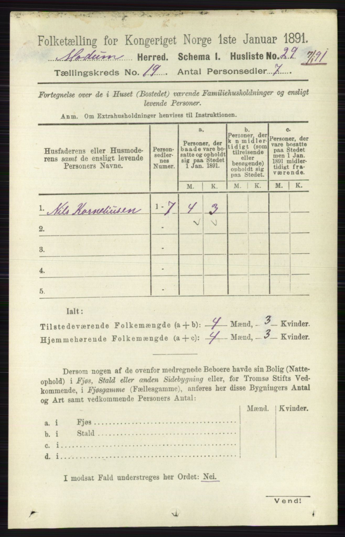 RA, 1891 census for 0623 Modum, 1891, p. 7607