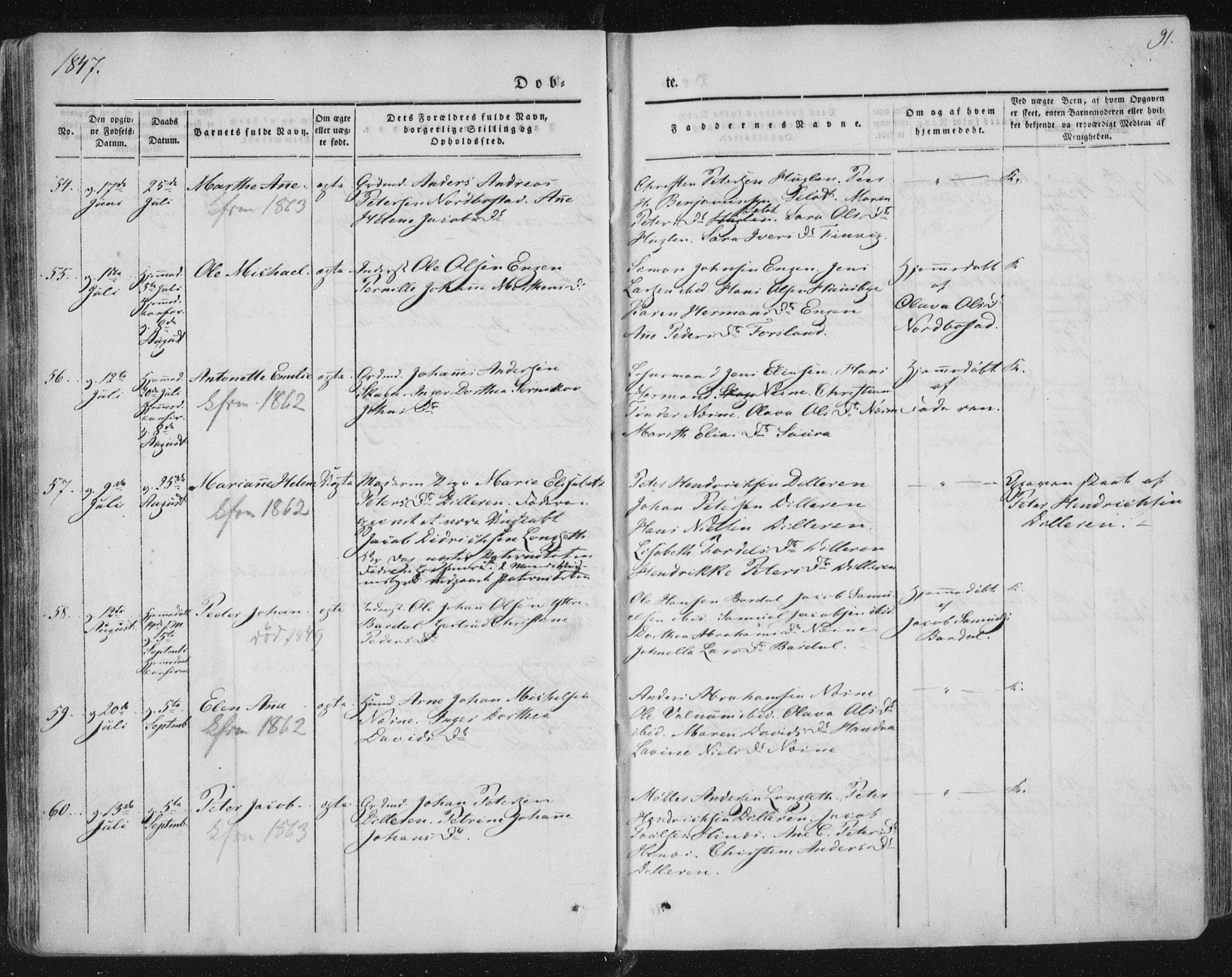 Ministerialprotokoller, klokkerbøker og fødselsregistre - Nordland, AV/SAT-A-1459/838/L0549: Parish register (official) no. 838A07, 1840-1854, p. 91