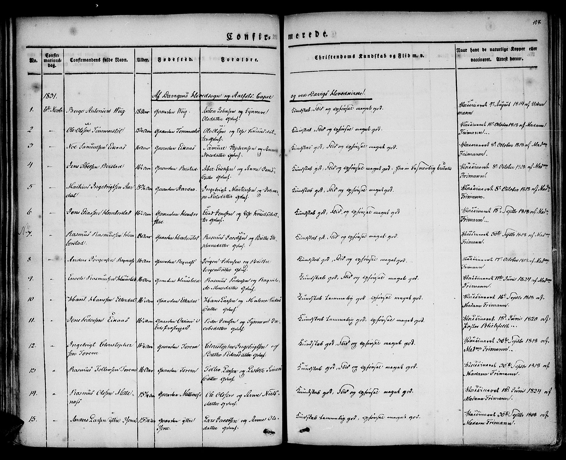 Davik sokneprestembete, AV/SAB-A-79701/H/Haa/Haaa/L0004: Parish register (official) no. A 4, 1830-1849, p. 107