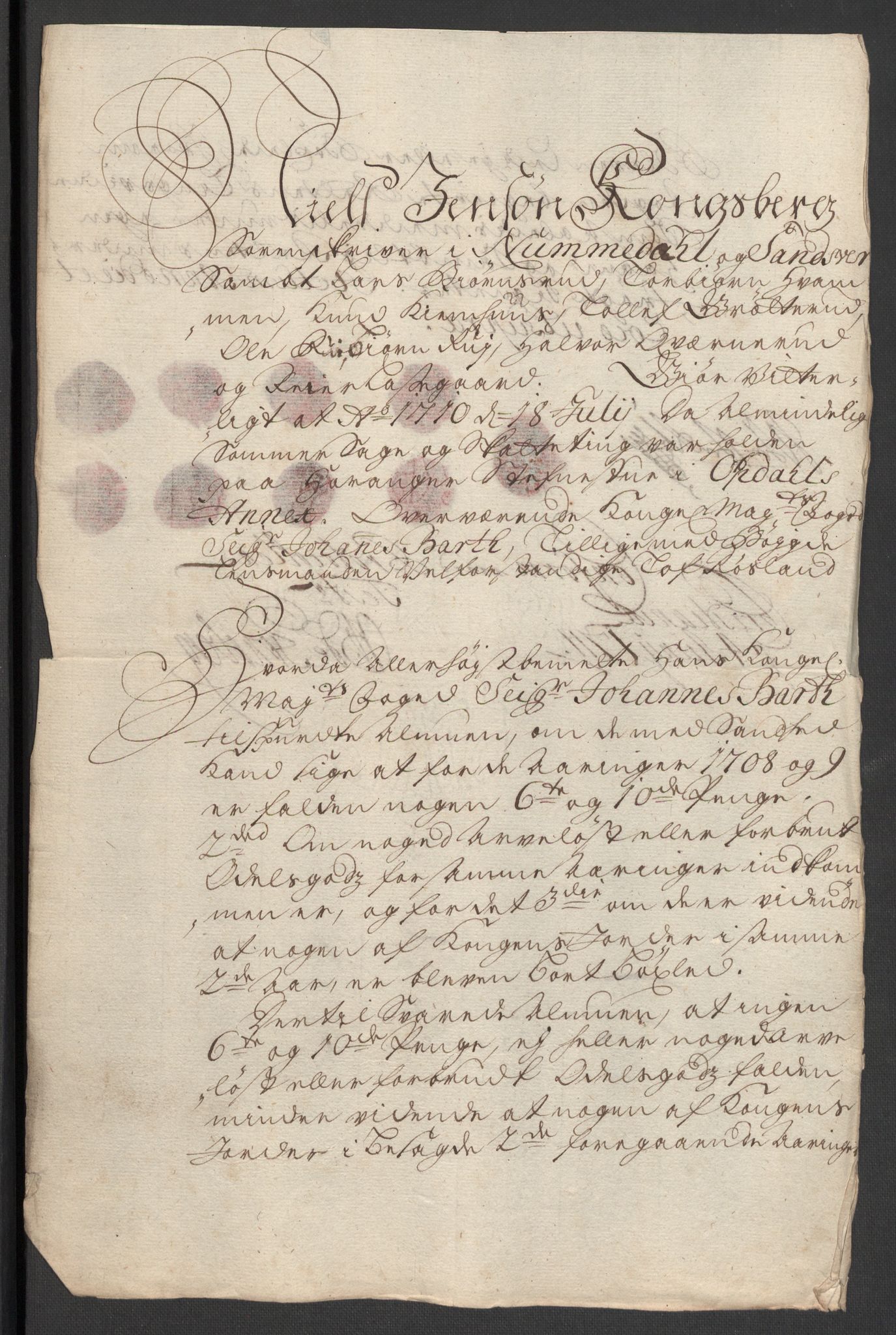 Rentekammeret inntil 1814, Reviderte regnskaper, Fogderegnskap, AV/RA-EA-4092/R24/L1585: Fogderegnskap Numedal og Sandsvær, 1709-1710, p. 125