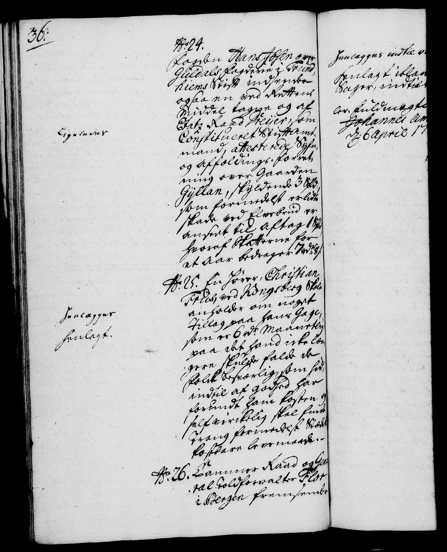 Rentekammeret, Kammerkanselliet, AV/RA-EA-3111/G/Gh/Gha/L0018: Norsk ekstraktmemorialprotokoll (merket RK 53.63), 1735-1736, p. 36