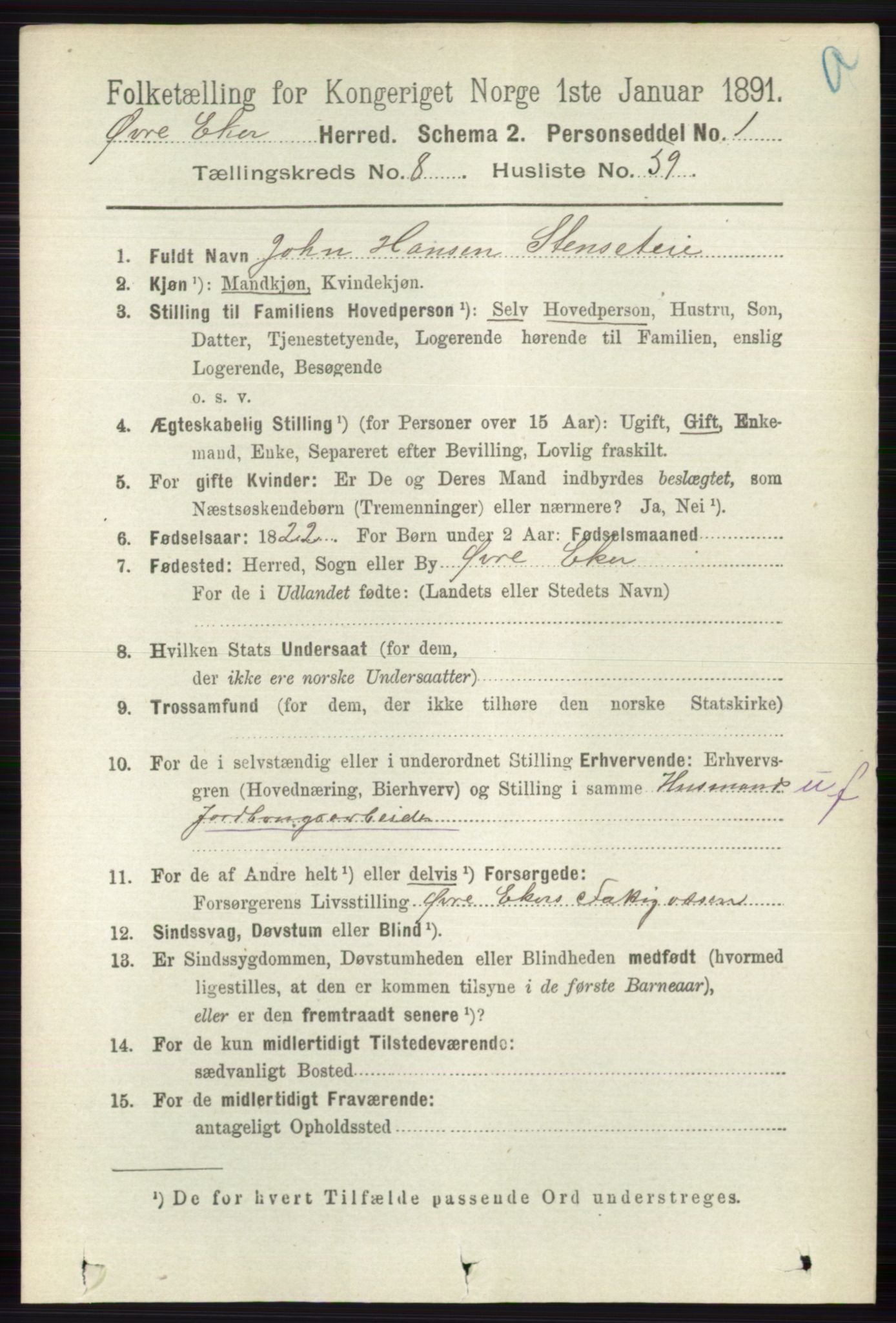 RA, 1891 census for 0624 Øvre Eiker, 1891, p. 3572