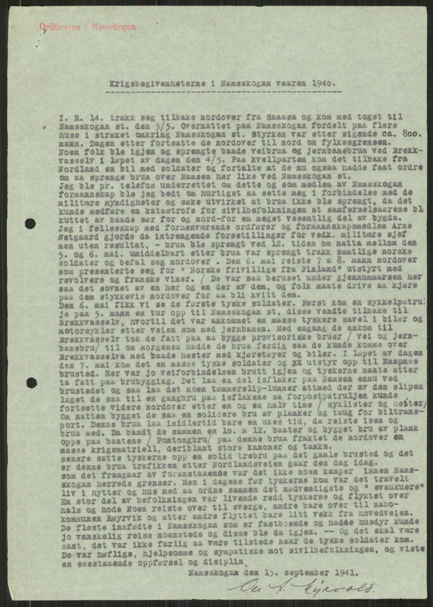 Forsvaret, Forsvarets krigshistoriske avdeling, AV/RA-RAFA-2017/Y/Ya/L0016: II-C-11-31 - Fylkesmenn.  Rapporter om krigsbegivenhetene 1940., 1940, p. 514