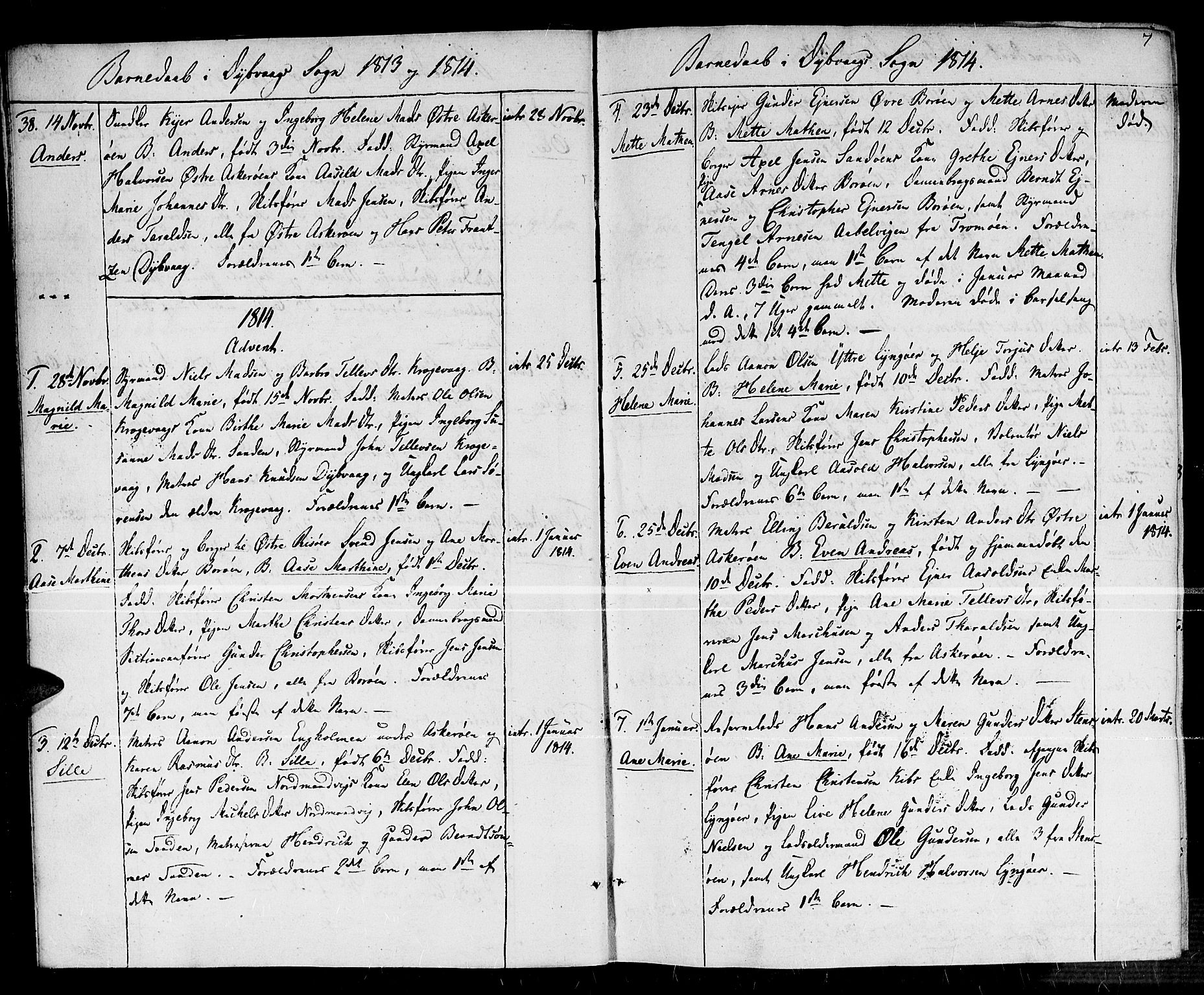 Dypvåg sokneprestkontor, SAK/1111-0007/F/Fa/Faa/L0002: Parish register (official) no. A 2/ 1, 1813-1824, p. 7