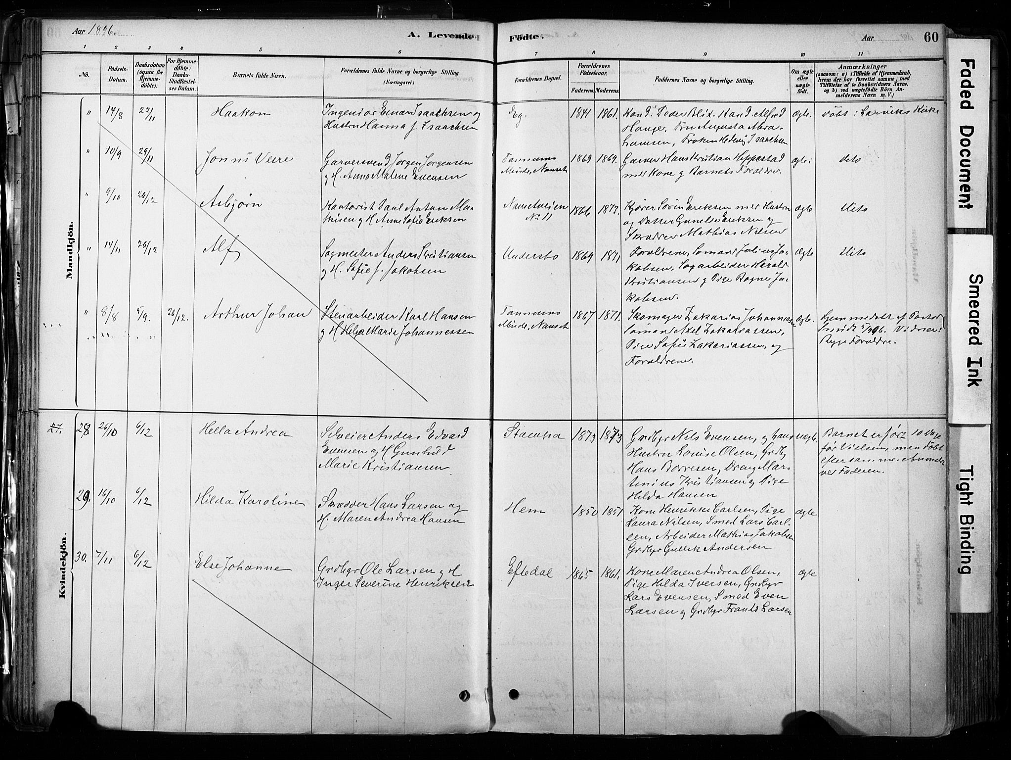 Hedrum kirkebøker, AV/SAKO-A-344/F/Fa/L0009: Parish register (official) no. I 9, 1881-1903, p. 60