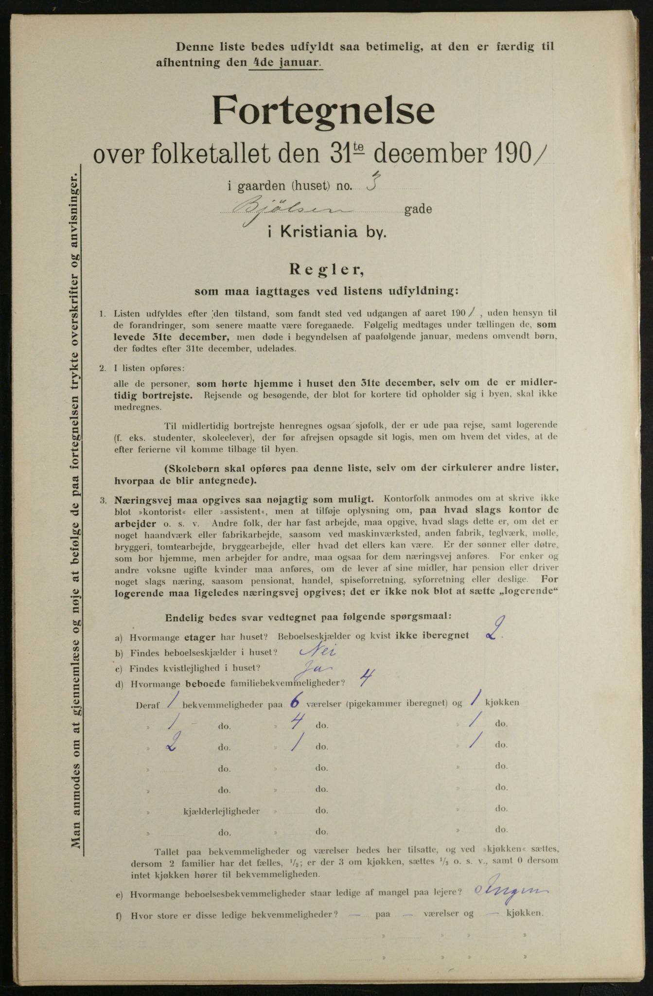 OBA, Municipal Census 1901 for Kristiania, 1901, p. 1073