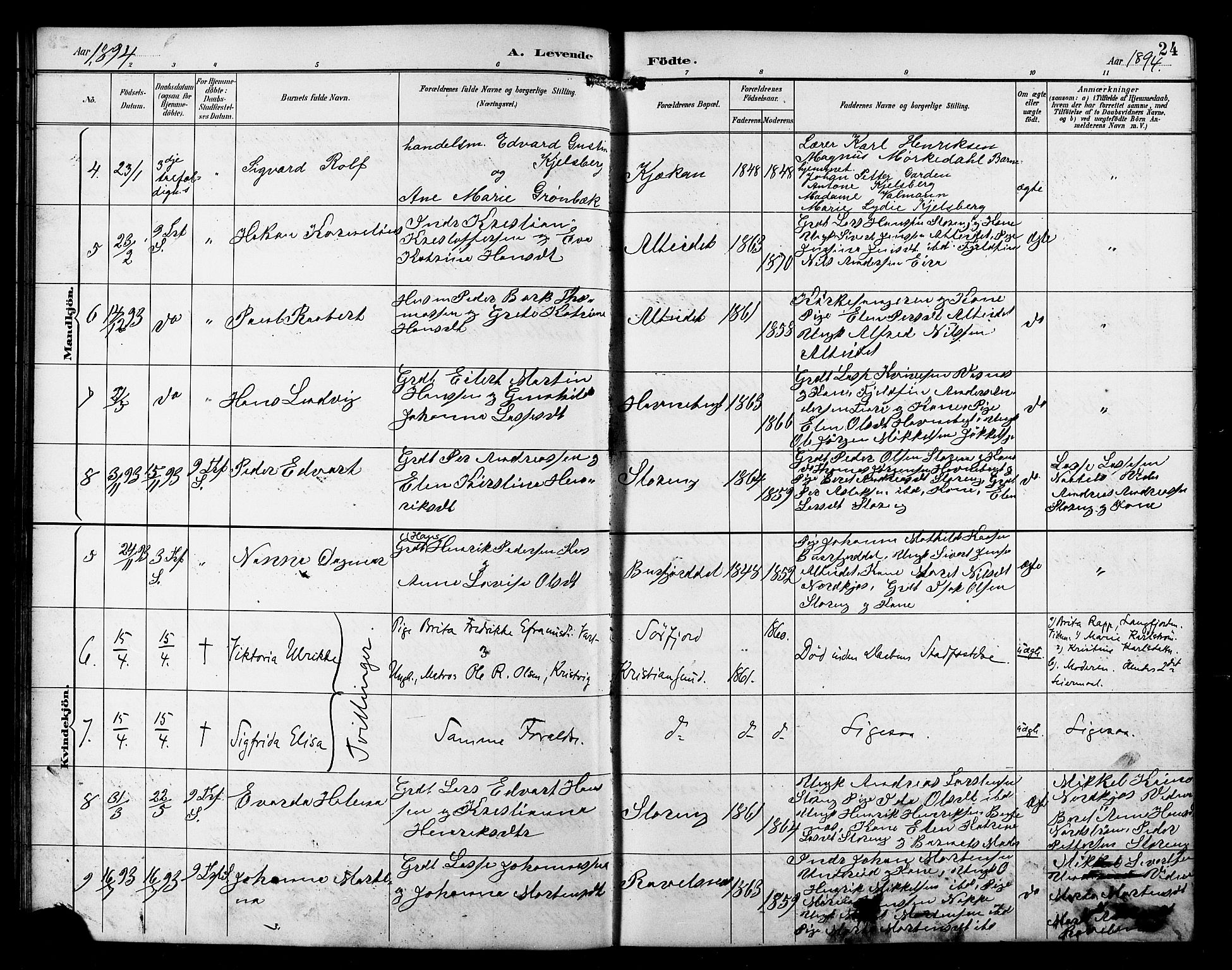 Skjervøy sokneprestkontor, AV/SATØ-S-1300/H/Ha/Hab/L0016klokker: Parish register (copy) no. 16, 1891-1907, p. 24