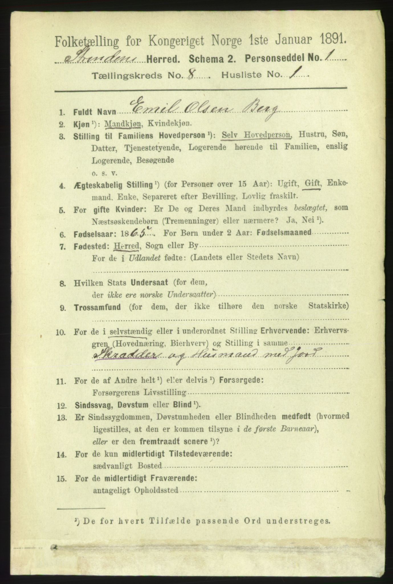 RA, 1891 census for 1660 Strinda, 1891, p. 7080