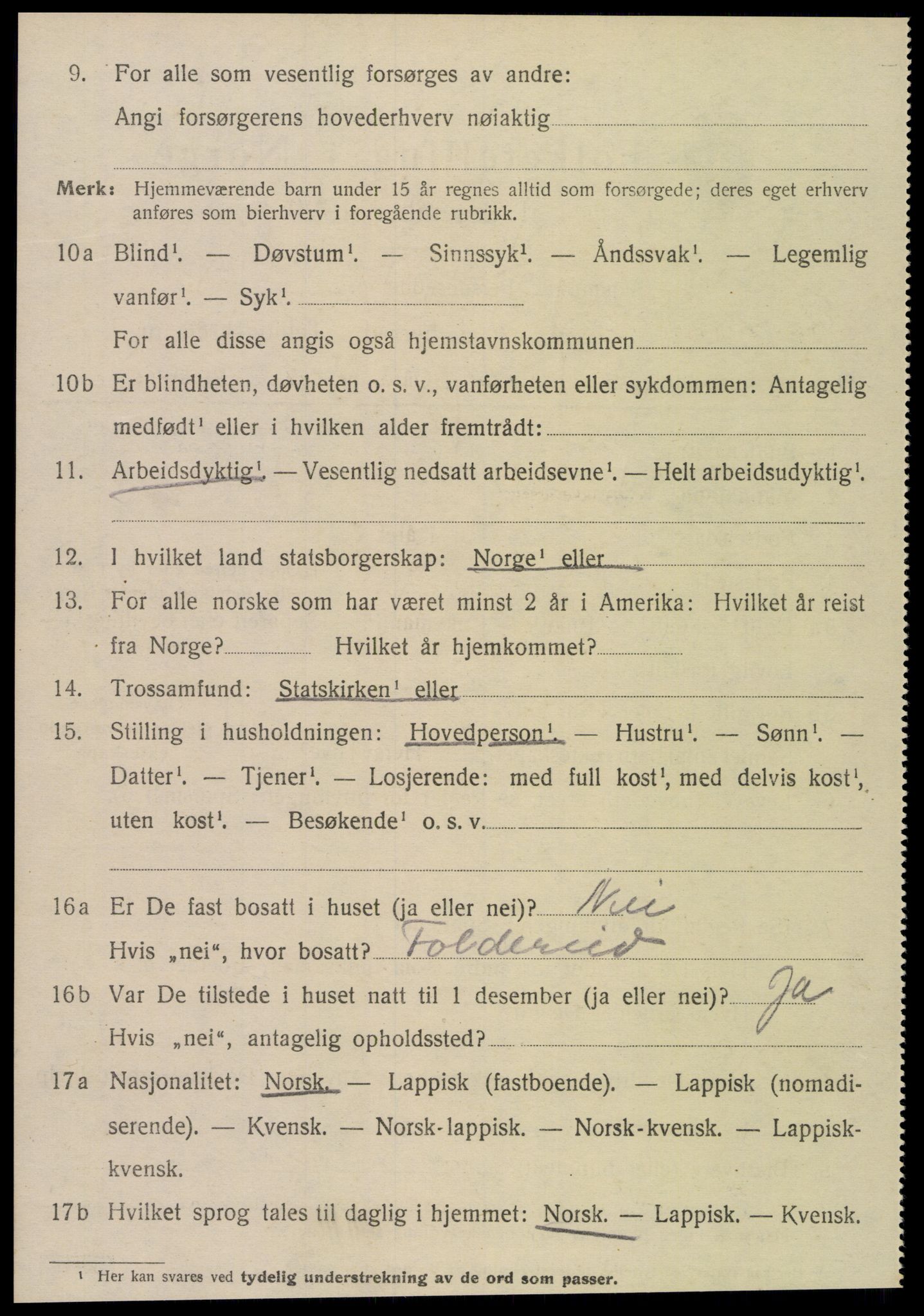 SAT, 1920 census for Kolvereid, 1920, p. 4740