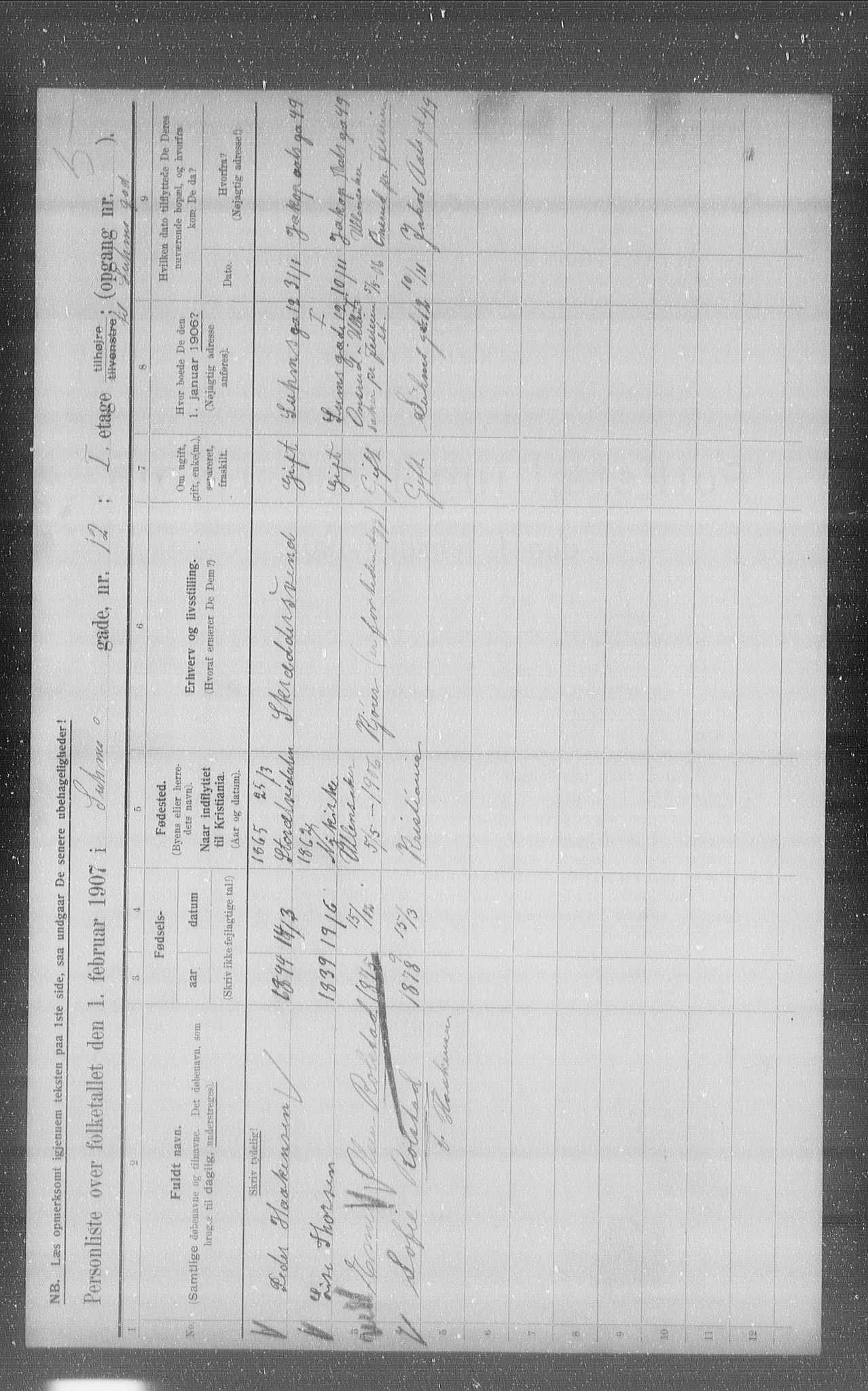 OBA, Municipal Census 1907 for Kristiania, 1907, p. 53291