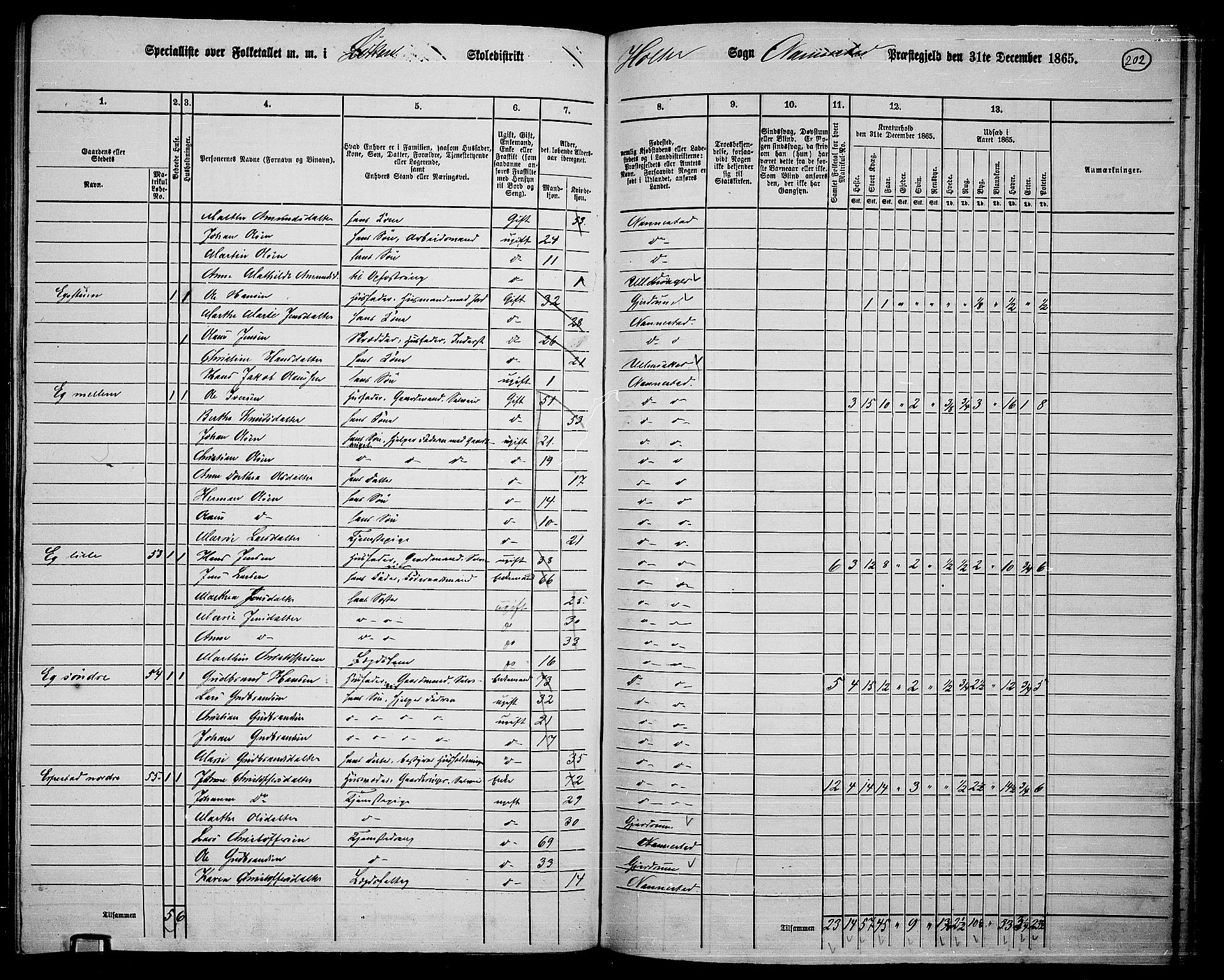 RA, 1865 census for Nannestad, 1865, p. 84