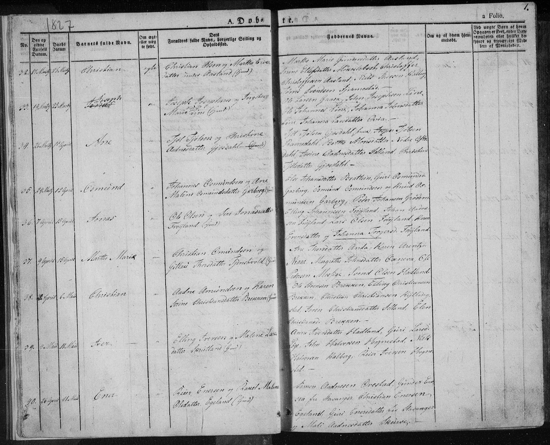 Lye sokneprestkontor, AV/SAST-A-101794/001/30BA/L0004: Parish register (official) no. A 4, 1826-1841, p. 7