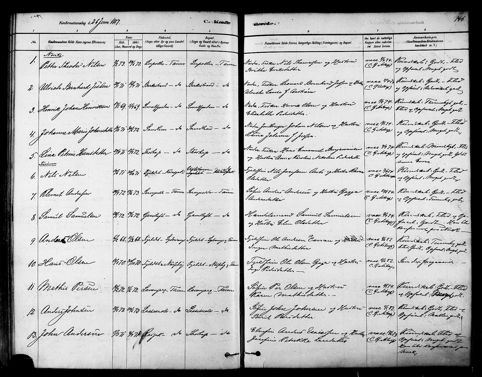 Tana sokneprestkontor, SATØ/S-1334/H/Ha/L0004kirke: Parish register (official) no. 4, 1878-1891, p. 146