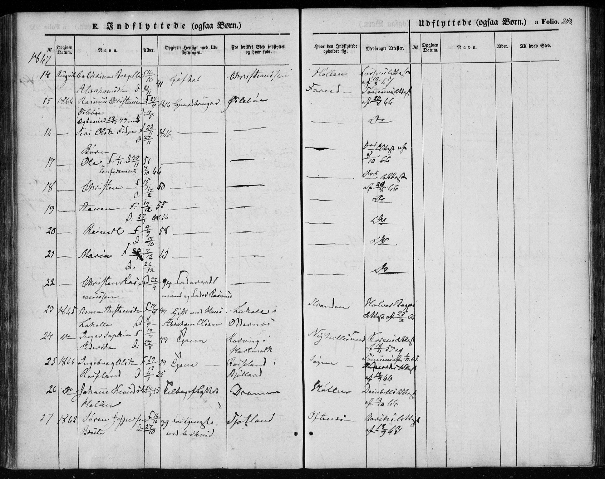 Søgne sokneprestkontor, AV/SAK-1111-0037/F/Fa/Fab/L0010: Parish register (official) no. A 10, 1853-1869, p. 253