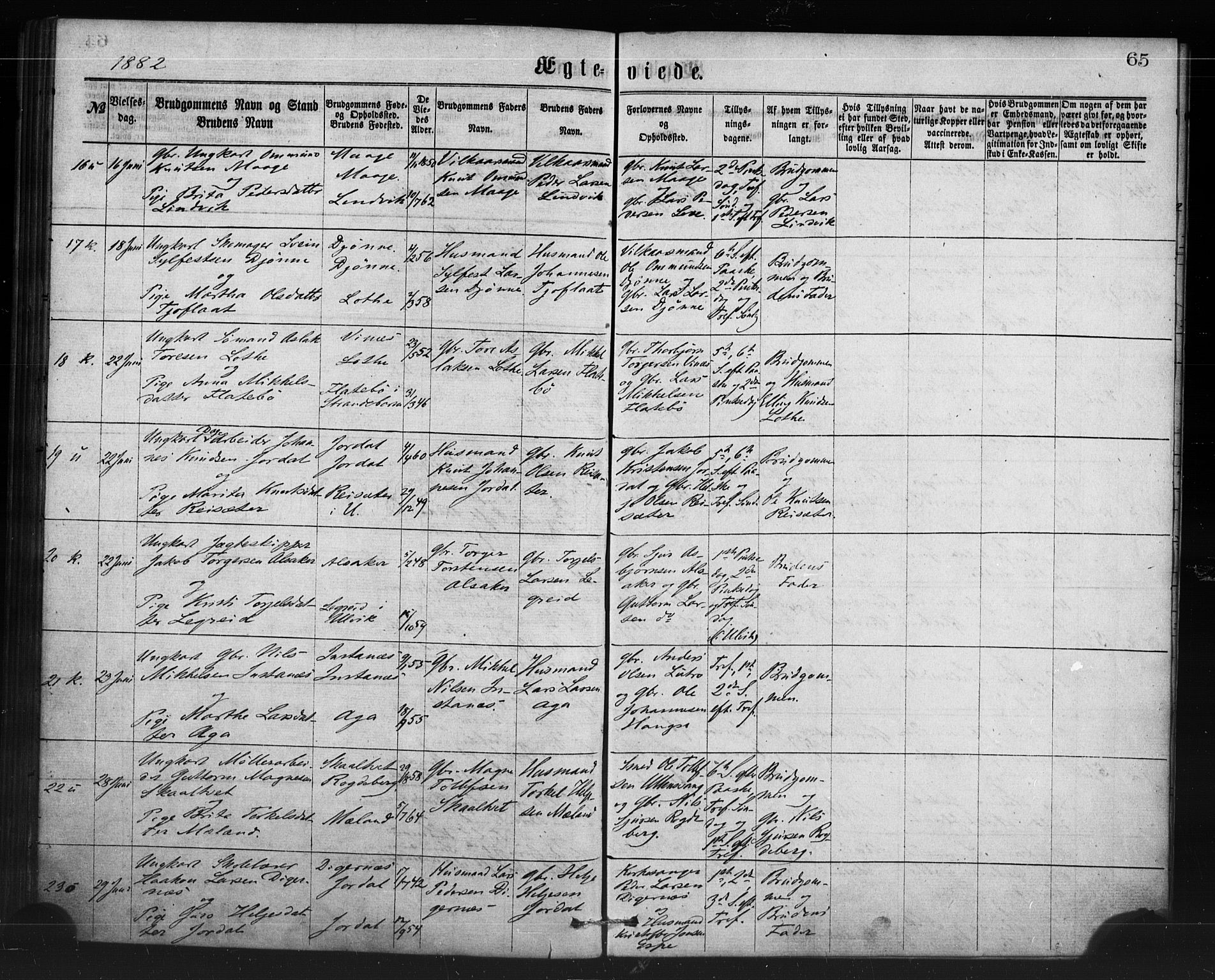 Ullensvang sokneprestembete, SAB/A-78701/H/Haa: Parish register (official) no. A 14, 1867-1882, p. 65