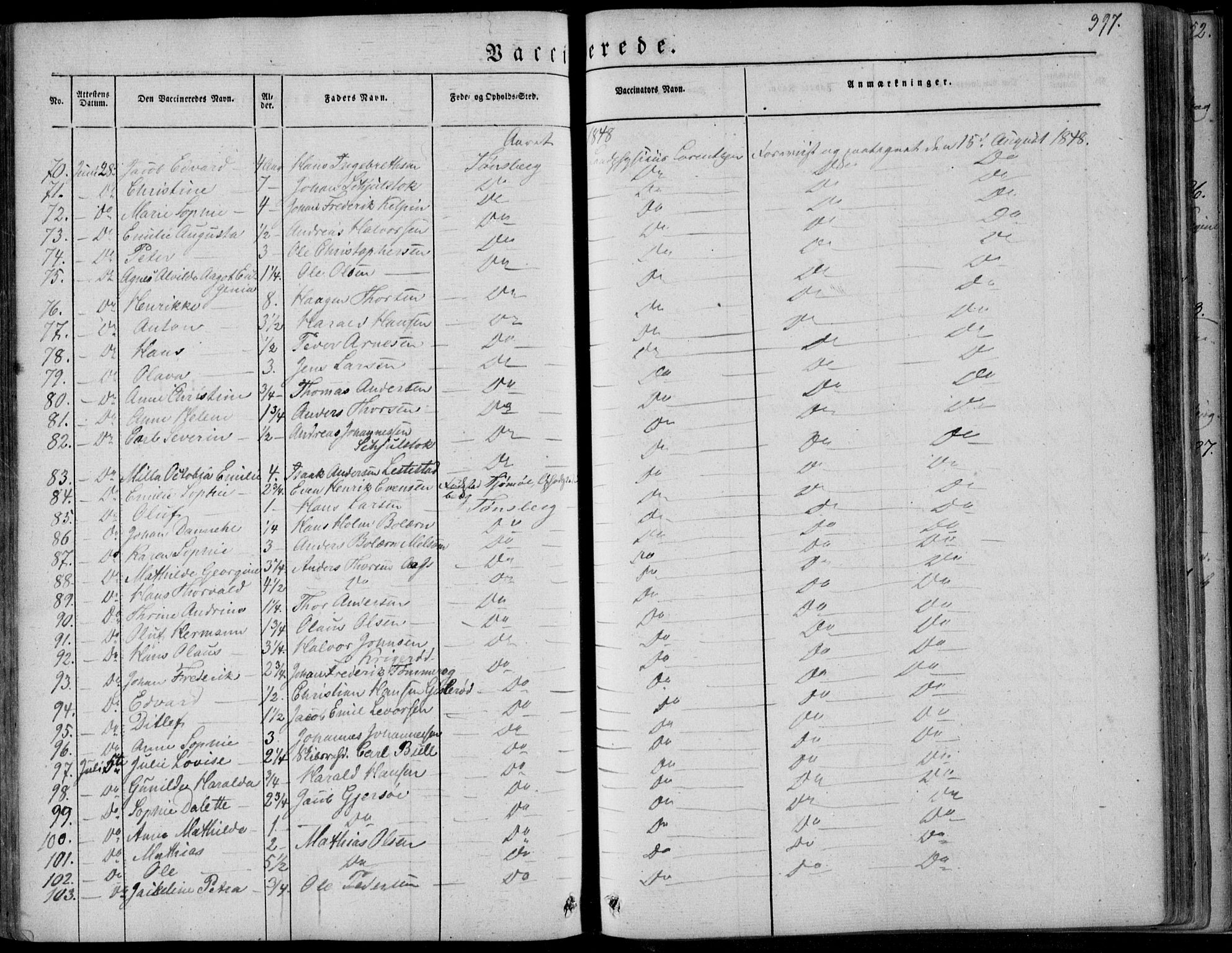 Tønsberg kirkebøker, SAKO/A-330/F/Fa/L0007: Parish register (official) no. I 7, 1845-1854, p. 397