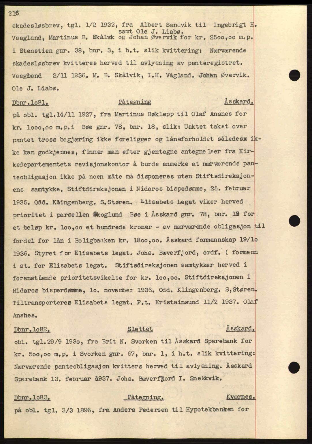 Nordmøre sorenskriveri, AV/SAT-A-4132/1/2/2Ca: Mortgage book no. C80, 1936-1939, Diary no: : 1081/1937