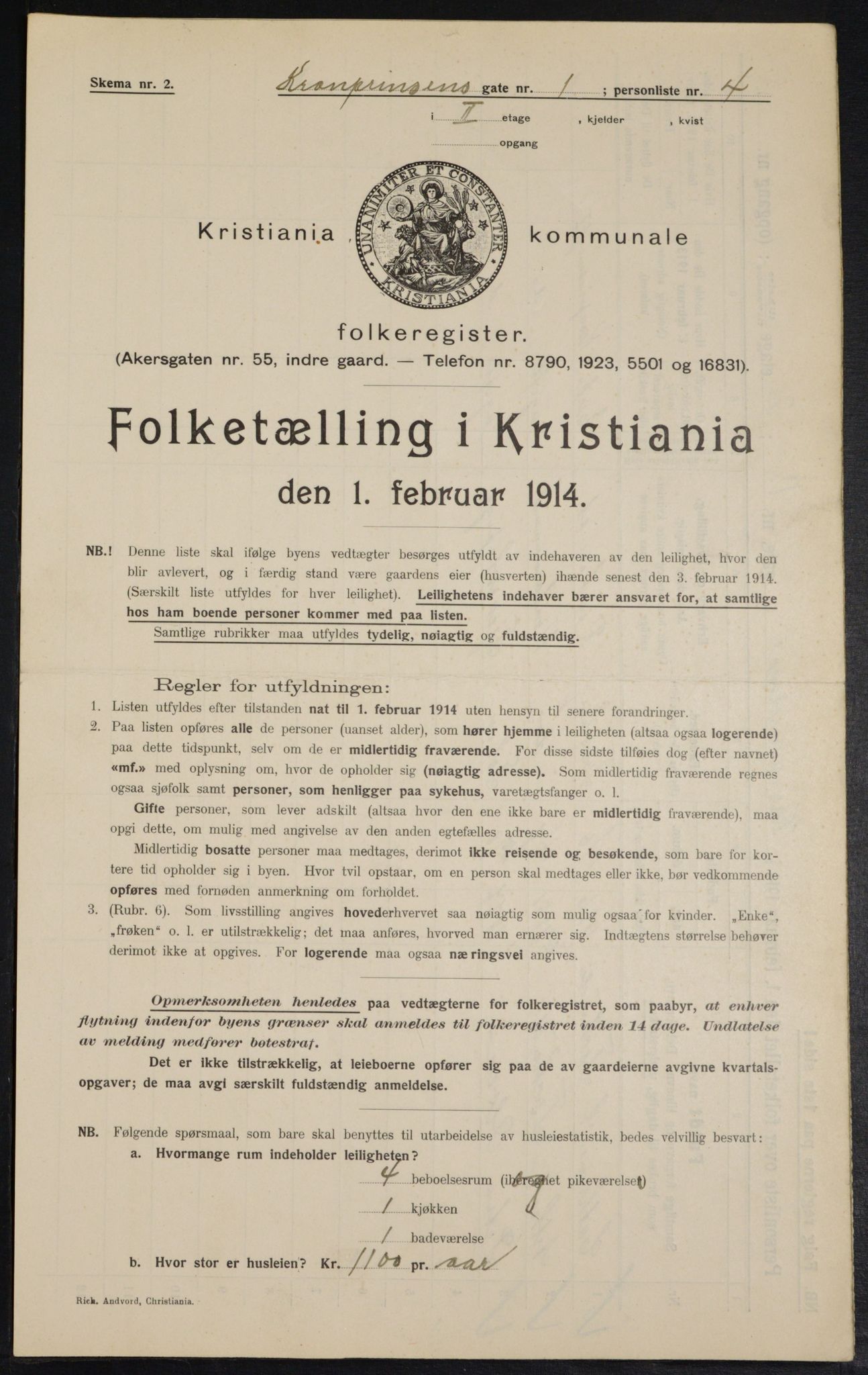 OBA, Municipal Census 1914 for Kristiania, 1914, p. 54400