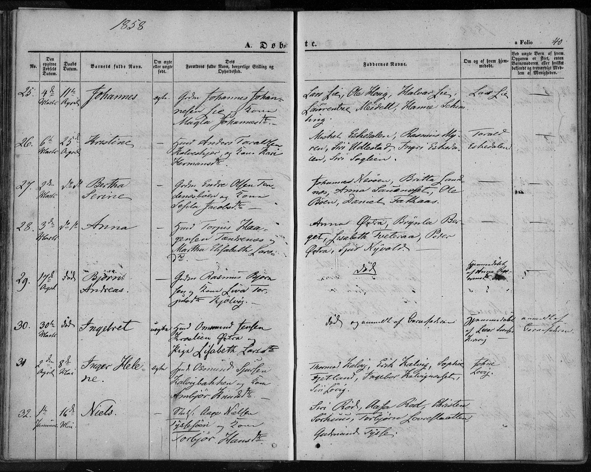 Jelsa sokneprestkontor, AV/SAST-A-101842/01/IV: Parish register (official) no. A 7, 1854-1866, p. 40