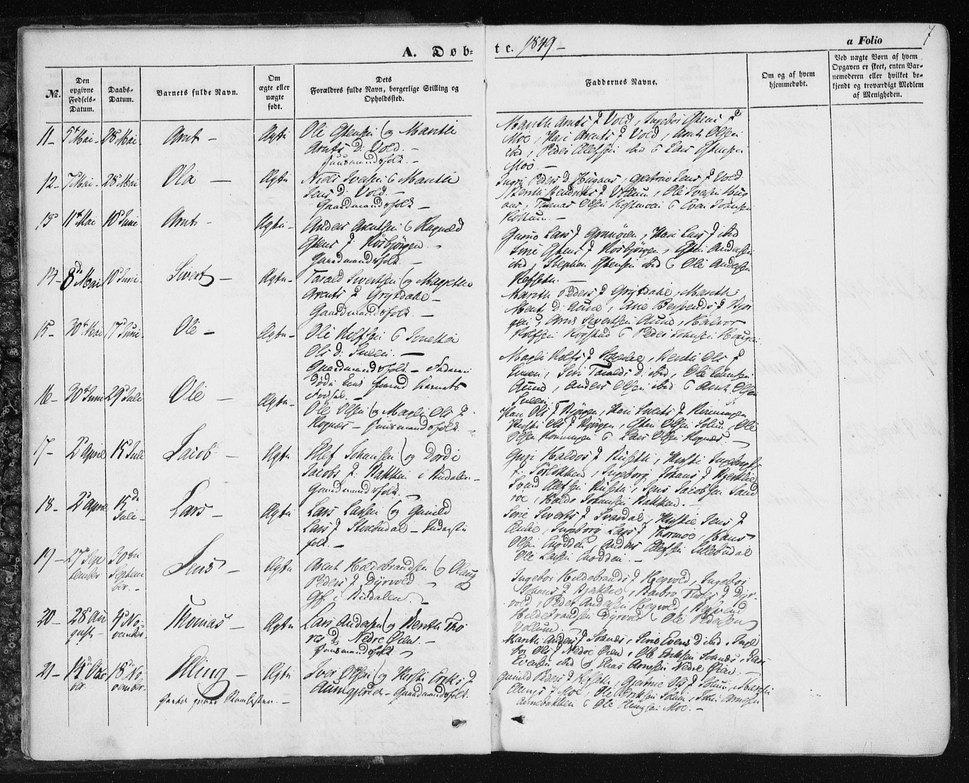 Ministerialprotokoller, klokkerbøker og fødselsregistre - Sør-Trøndelag, SAT/A-1456/687/L1000: Parish register (official) no. 687A06, 1848-1869, p. 7
