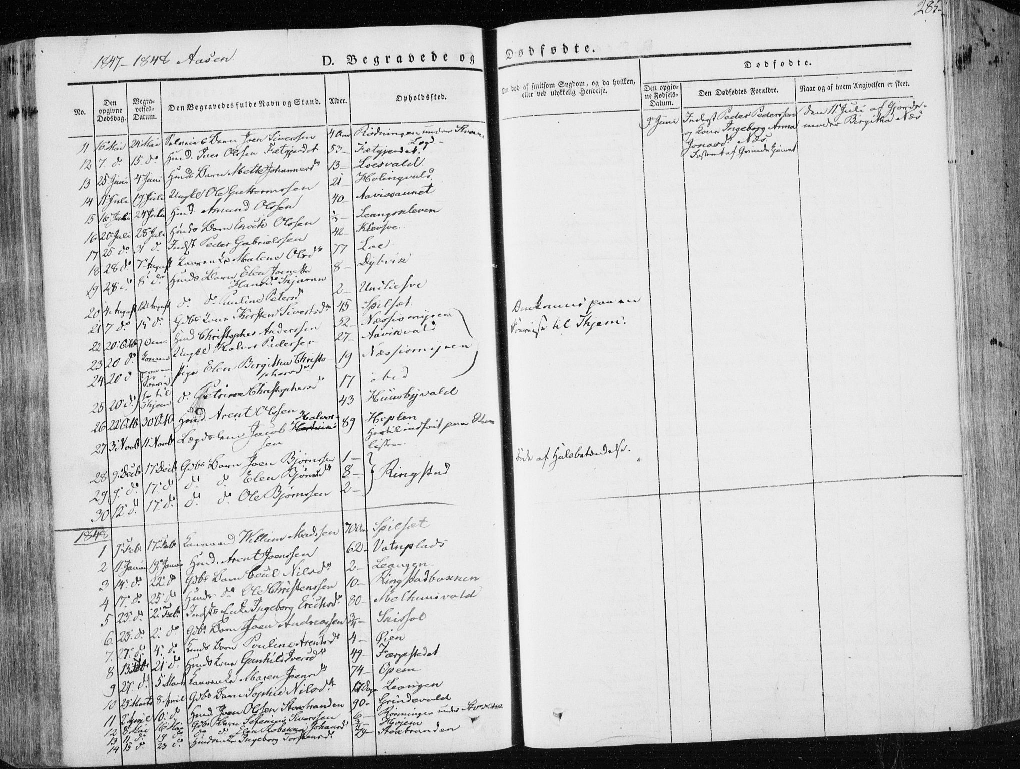 Ministerialprotokoller, klokkerbøker og fødselsregistre - Nord-Trøndelag, SAT/A-1458/713/L0115: Parish register (official) no. 713A06, 1838-1851, p. 285