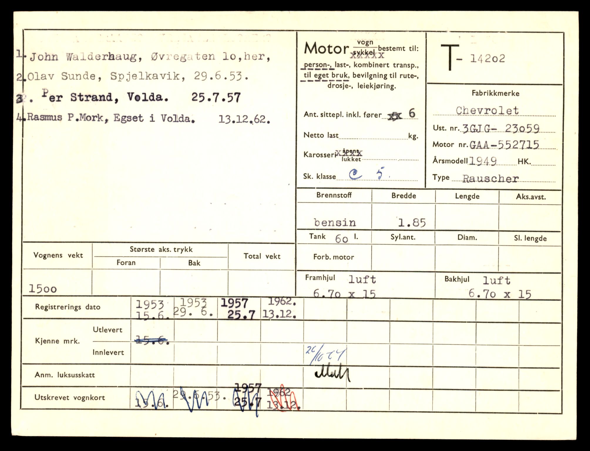 Møre og Romsdal vegkontor - Ålesund trafikkstasjon, AV/SAT-A-4099/F/Fe/L0043: Registreringskort for kjøretøy T 14080 - T 14204, 1927-1998, p. 3287