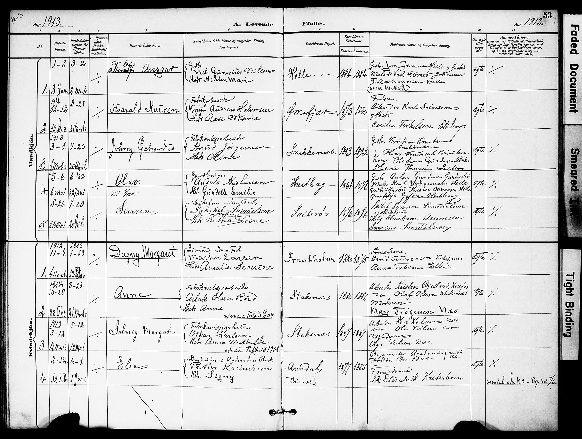 Austre Moland sokneprestkontor, AV/SAK-1111-0001/F/Fa/Fab/L0002: Parish register (official) no. A 2, 1894-1919, p. 53