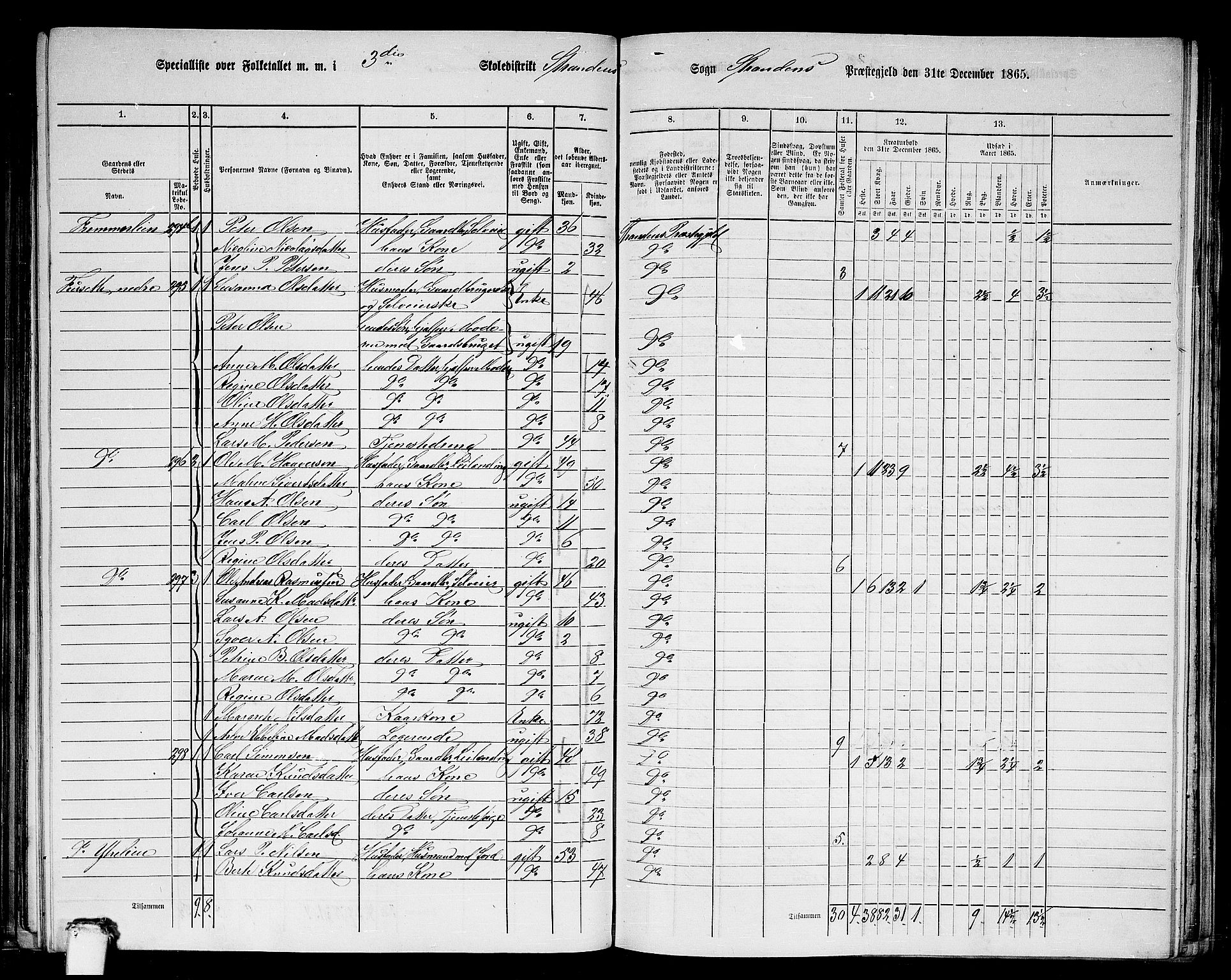 RA, 1865 census for Stranda, 1865, p. 41