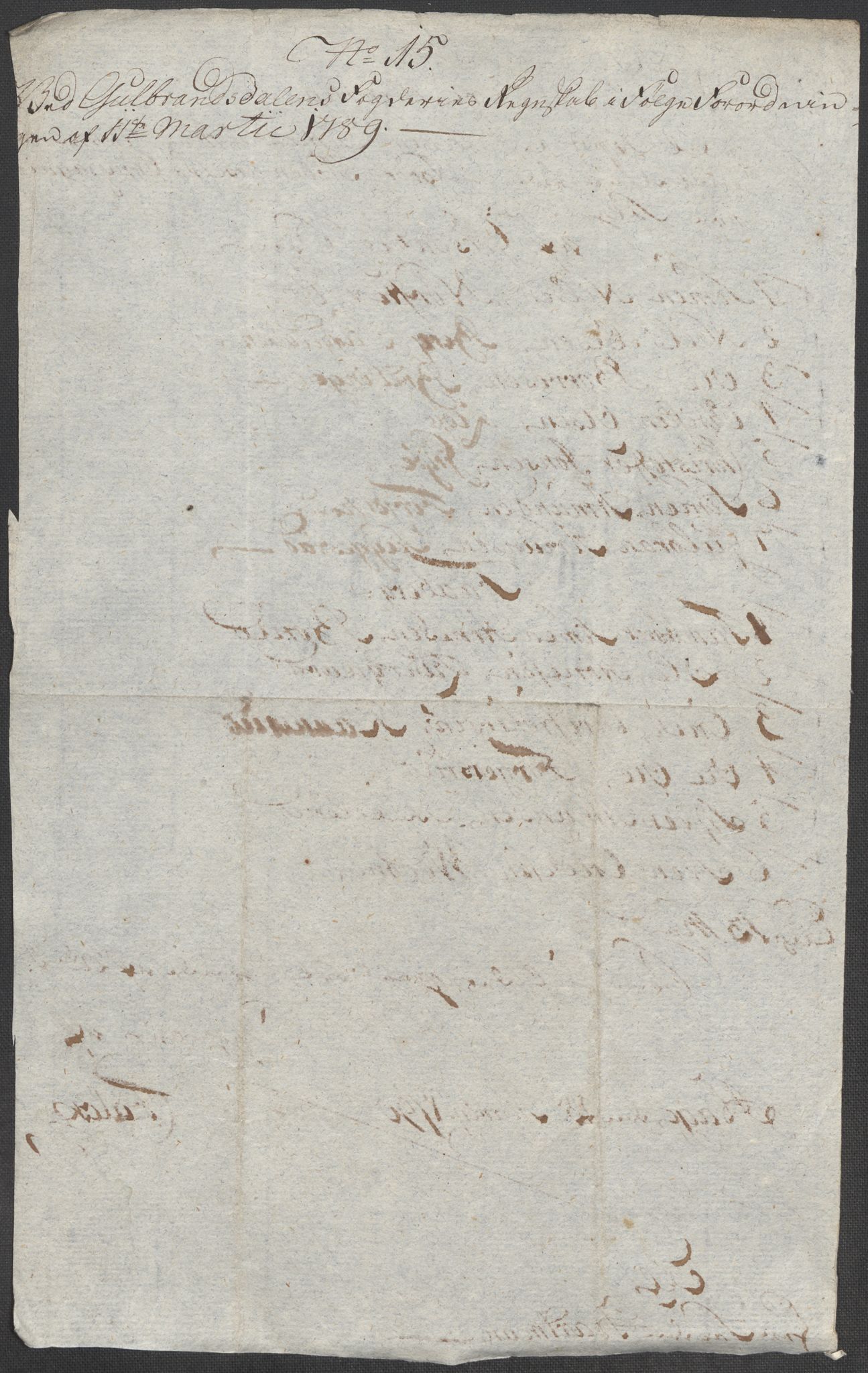 Rentekammeret inntil 1814, Reviderte regnskaper, Mindre regnskaper, AV/RA-EA-4068/Rf/Rfe/L0010: Fosen fogderi, Gudbrandsdalen fogderi, 1789, p. 144