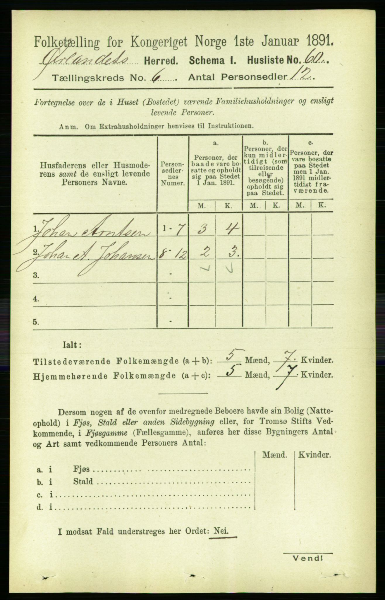 RA, 1891 census for 1621 Ørland, 1891, p. 1816
